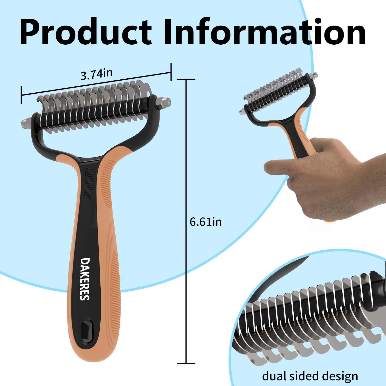 Pet Grooming Supplies - 2-In-1 Undercoat Rake And Dematting Tool For Cats/Dogs, Deshedding Brush For Long-Haired Pets, Furminato