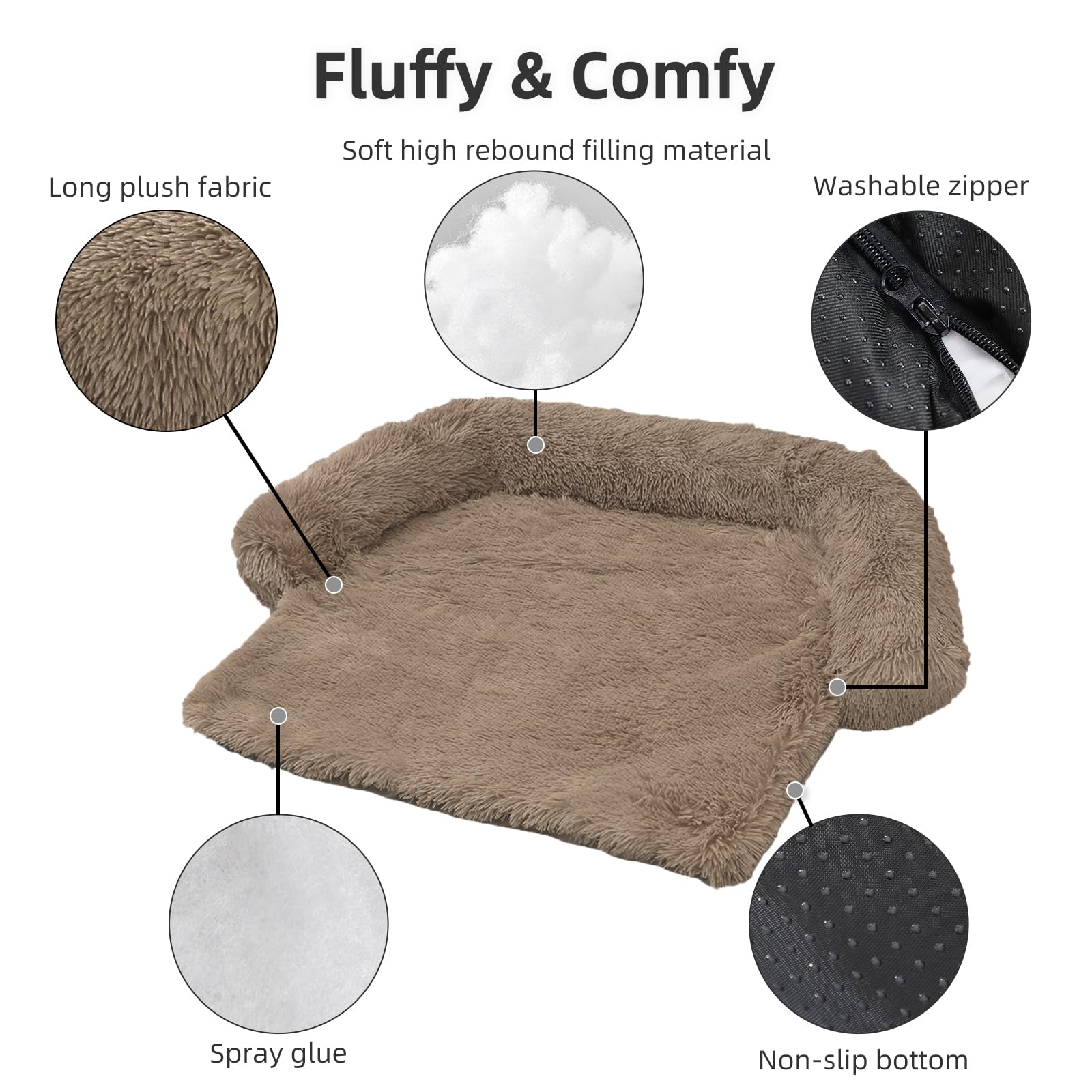 Calming Dog Bed Fluffy Plush Dog Mat For Furniture Protector With Removable Washable Cover For Large Medium Small Dogs And Cats