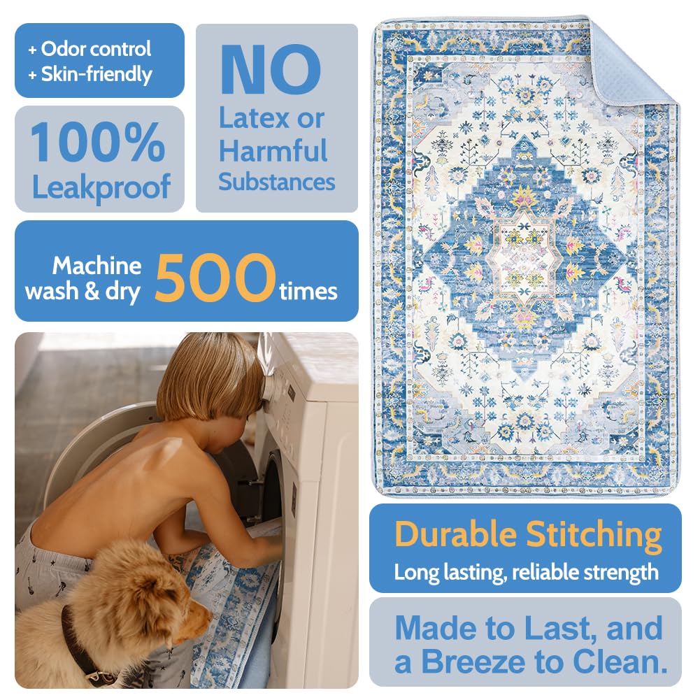 Washable Pee Pads for Dogs 2 Pack Reusable Puppy Training Pads 24x18 Super Absorbent Waterproof Dog Training Pads, Non-Slip Pott