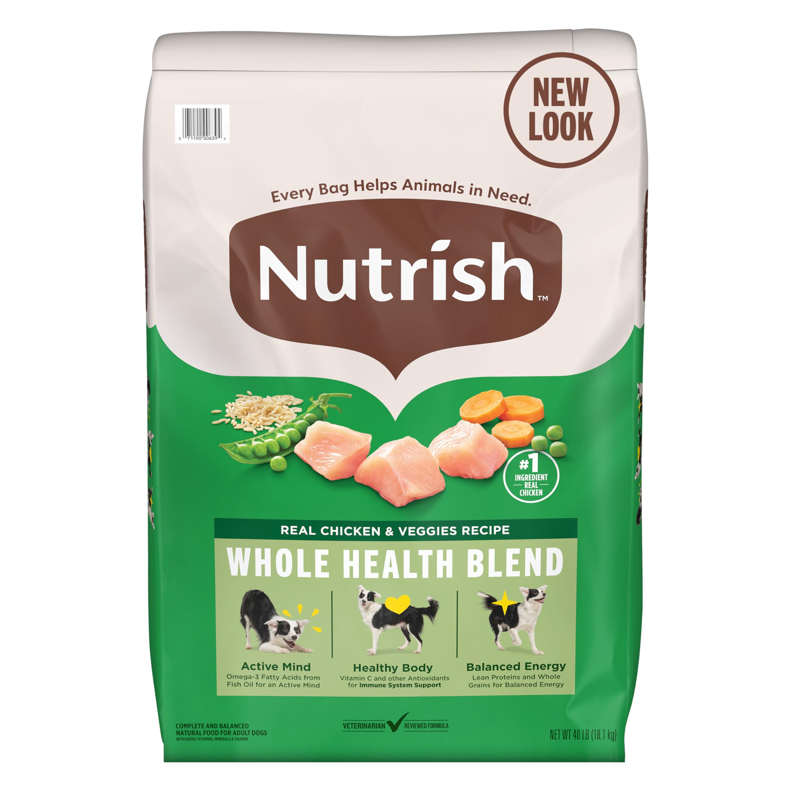 Nutrish Real Chicken & Veggies Recipe Whole Health Blend Dry Dog Food, 40 lb. Bag (Rachael Ray)