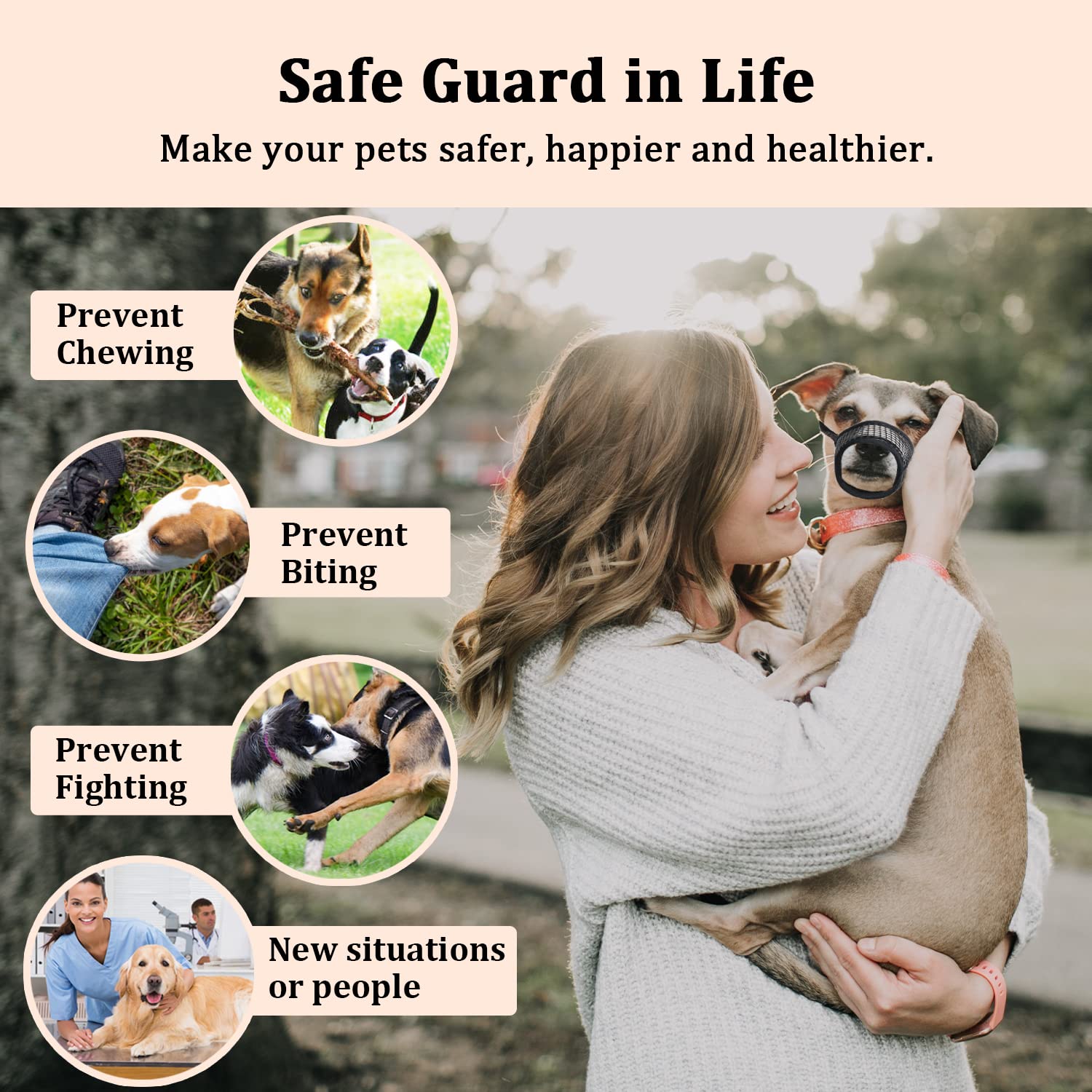 Mayerzon Dog Muzzle, Soft Mesh Muzzles For Small Medium Large Dogs Chihuahua Poodle Husky Labrador Retriever, Breathable Dog Mouth Guard For Biting Chewing Grooming, Allow Panting Drinking