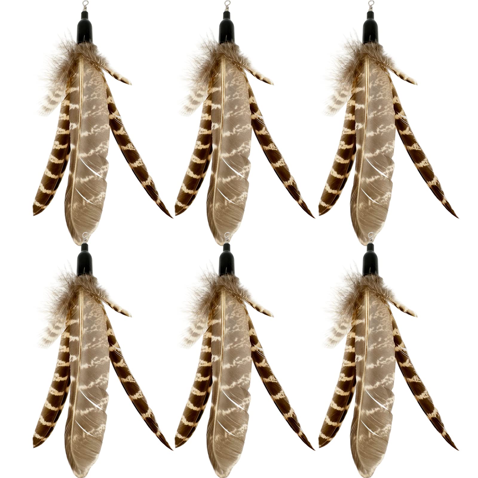 Tienailing Cat Feather Toys Refills, 6 Pieces Handmade Da Bird Feathers Refill, Cat Wand Replacement Feather For Indoor Cats (C)