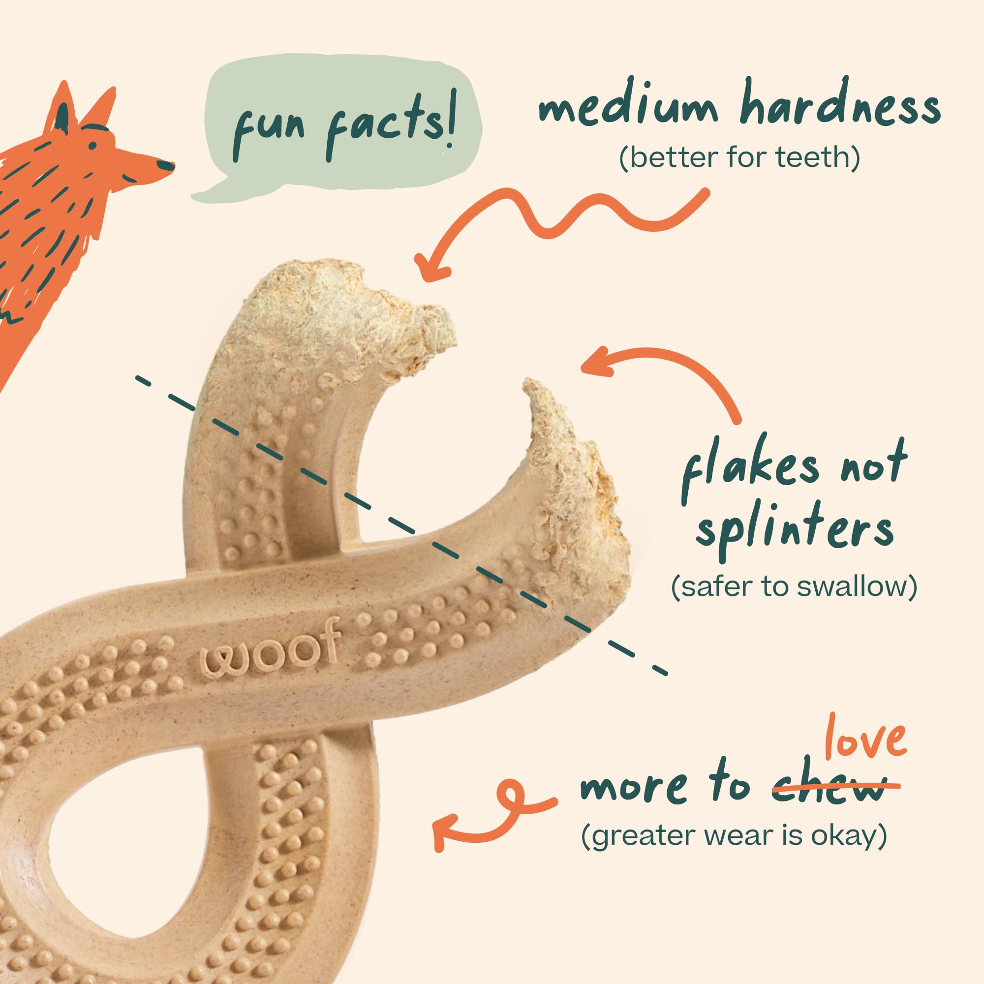 WOOF HonestChew Dog Toy Infinity - Durable Dog Chews - Made with Natural, Plant-Based Ingredients - Splinter-Resistant - Safer T