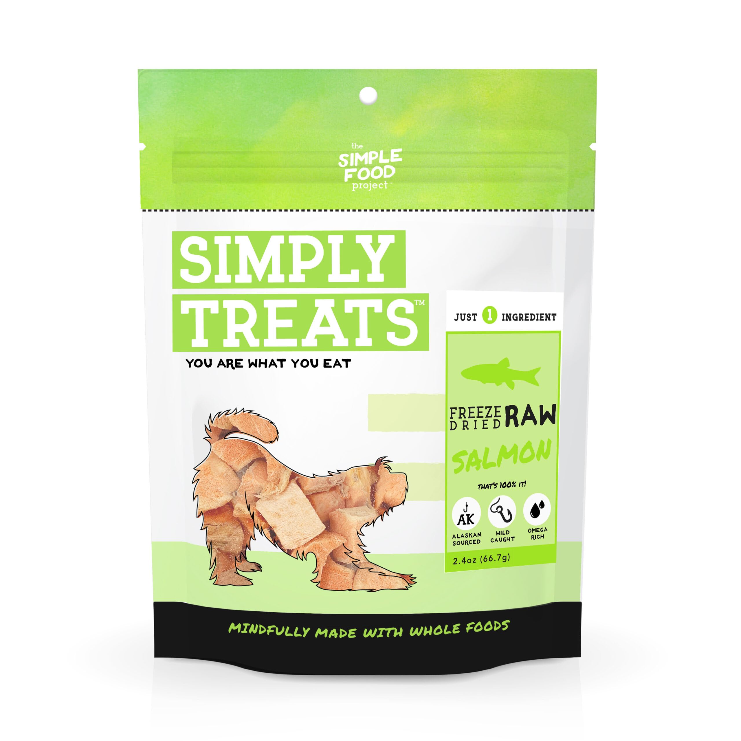 The Simple Food Project Freeze Dried Raw Dog Treats Grain Free, All Natural, with Just 1 Ingredient Salmon for Dogs Use As Train