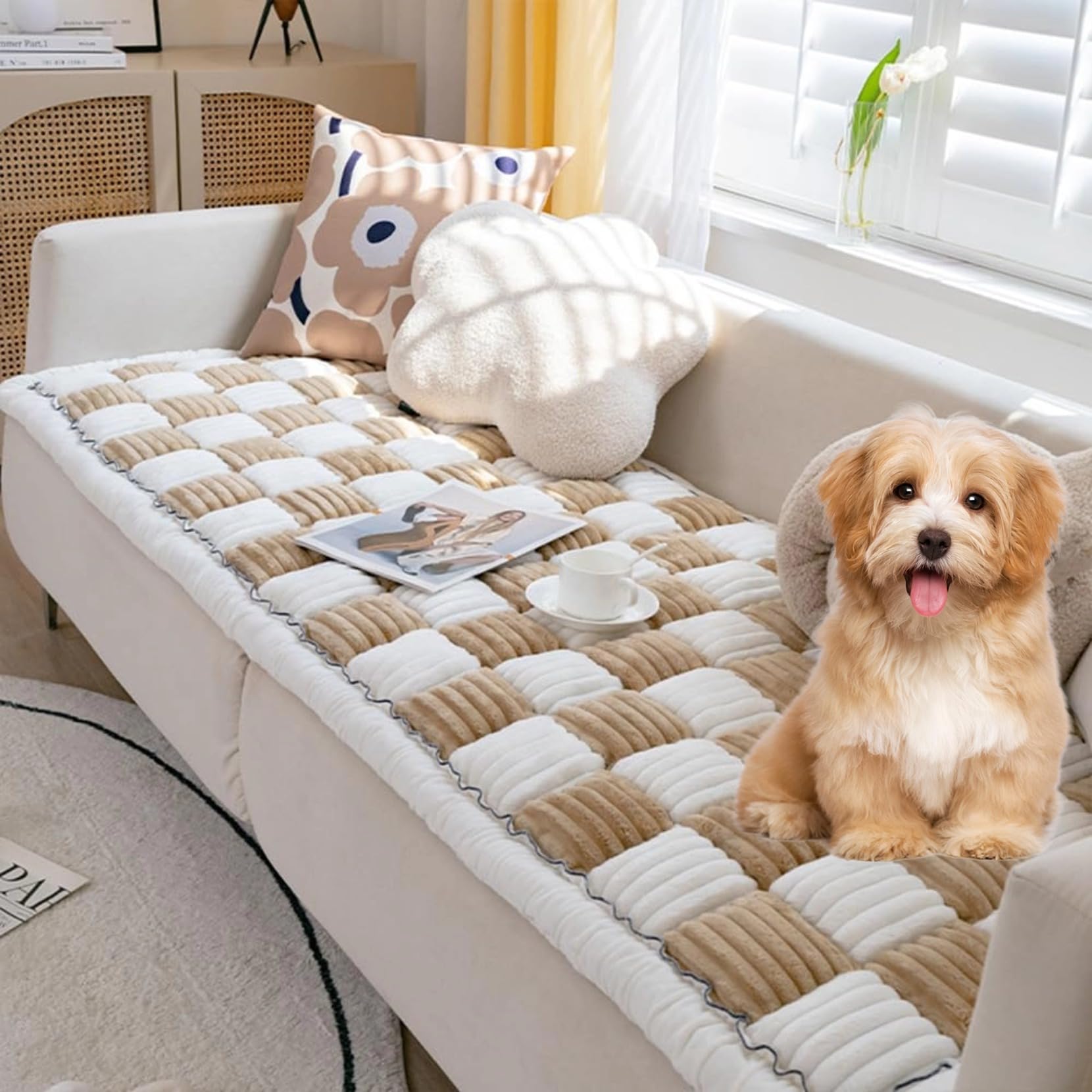 Lzhyhh Dog Couch Cover Protector, Washable Pet Bed, Pet Friendly Sofa Cover For Large Dogs, Anti-Slip Silicone Particle Design (
