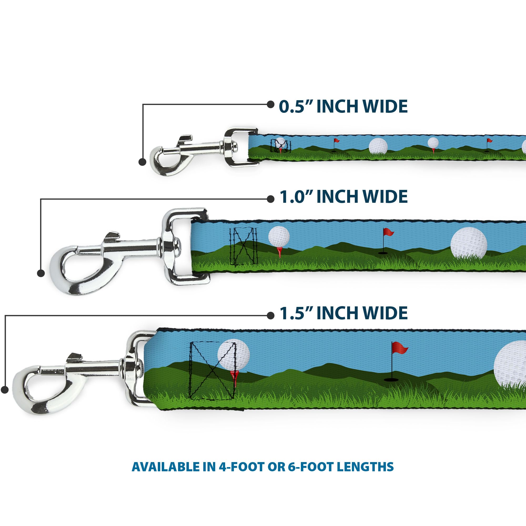 Dog Leash Golf Course Balls Holes Blues Greens 6 Feet Long 1.5 Inch Wide