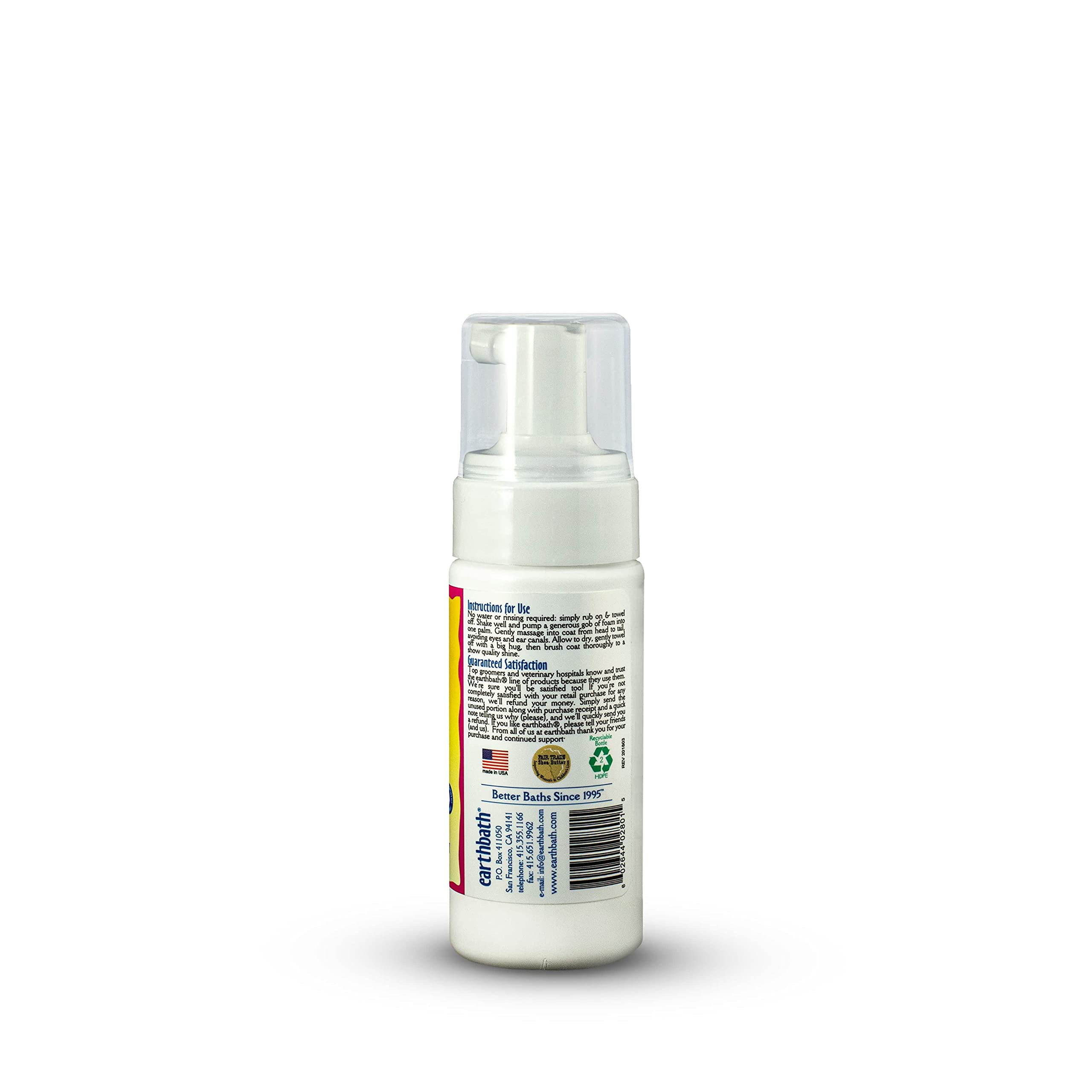 earthbath All Natural Hypo-Allergenic Cat Grooming Foam, Fragrance Free, 4 Oz, Cruelty Free, Green Tea Essence