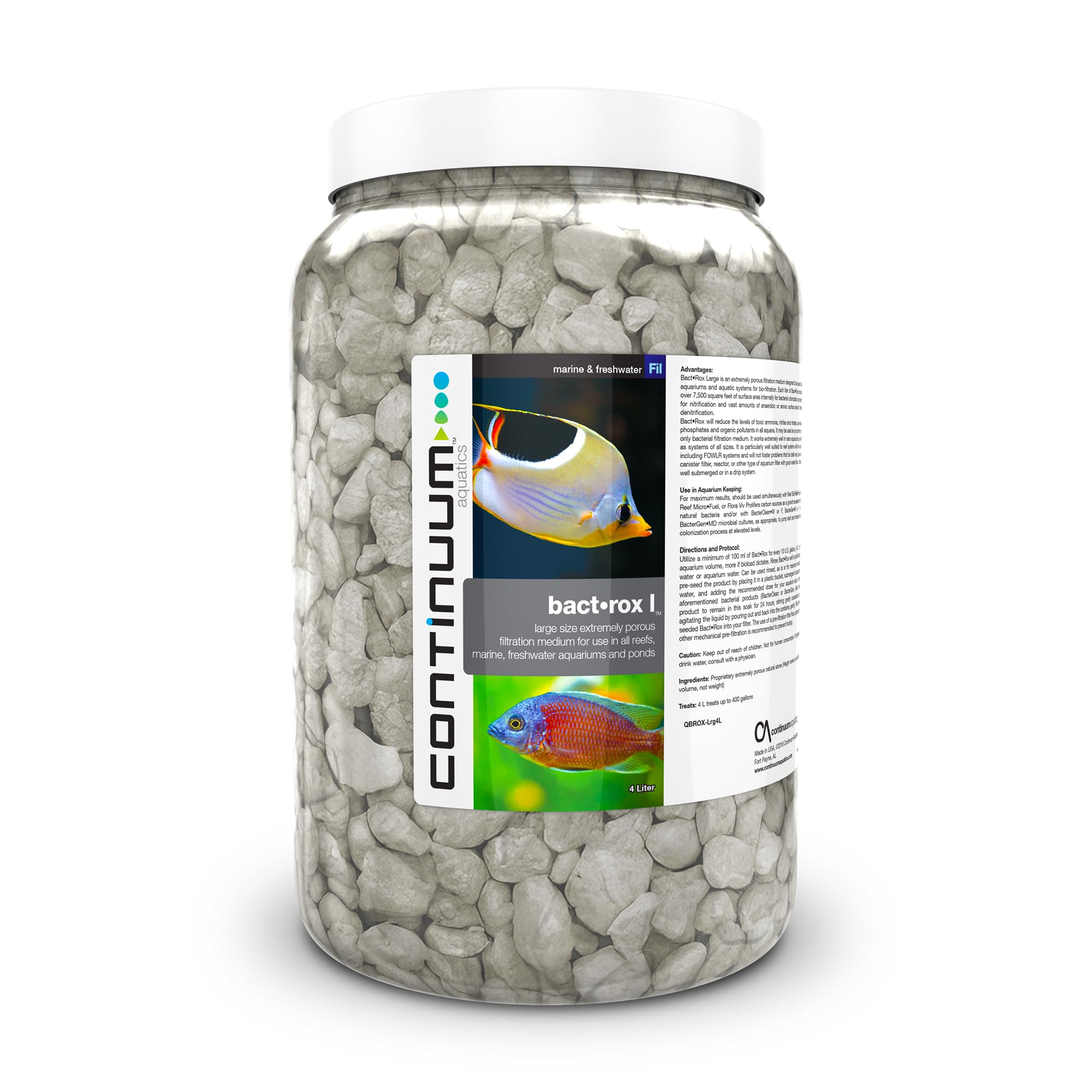 Continuum Aquatics Bact Rox L - Large Porous Biological Filter Media for Reefs, Marine Saltwater, Freshwater Aquariums and Ponds
