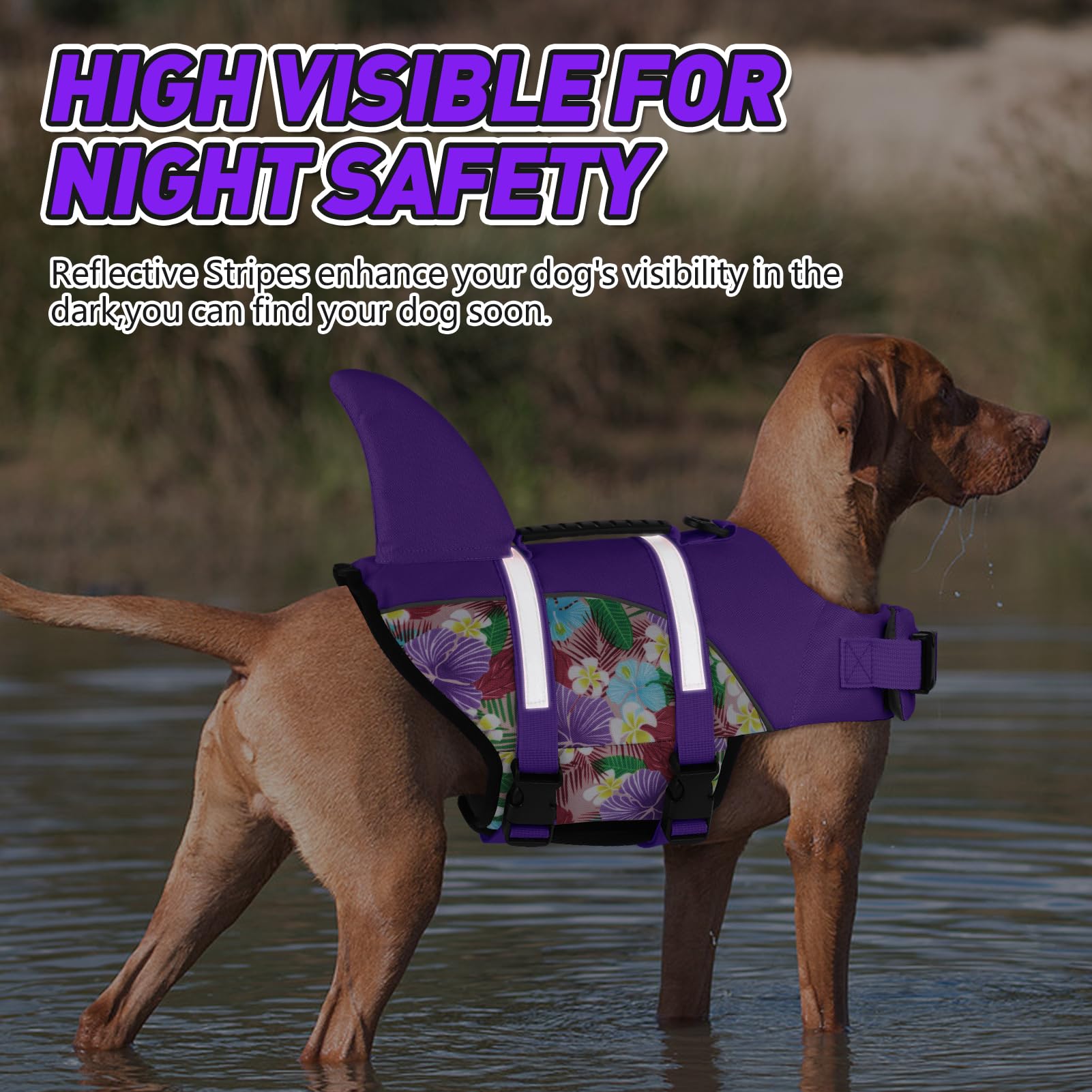 Doglay Dog Life Vest - Cute Shark Design With Superior Buoyancy And Rescue Handle, Adjustable For Boating And Swimming, Ripstop