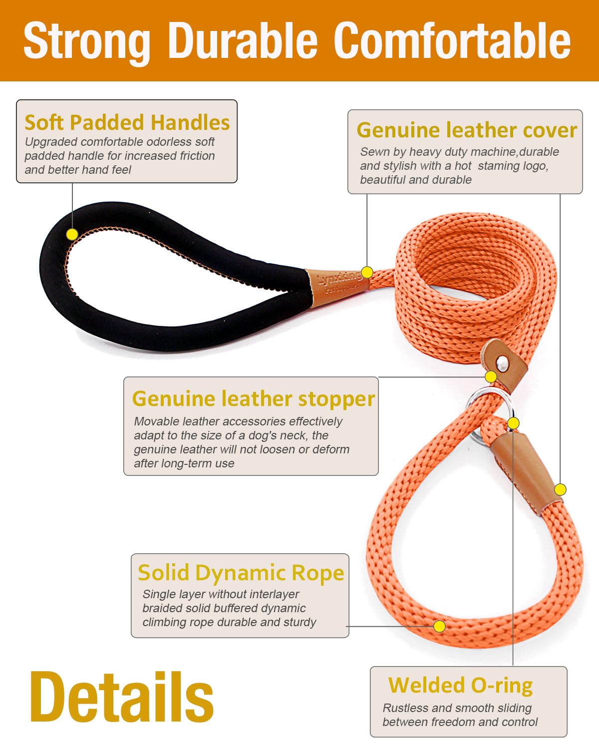 Lynxking Dog Leash Slip Lead Snap Hook Rope Leash Strong Heavy Duty Braided Dog Training Leash No Pull Training Lead Leashes For Medium Large And Small Dogs