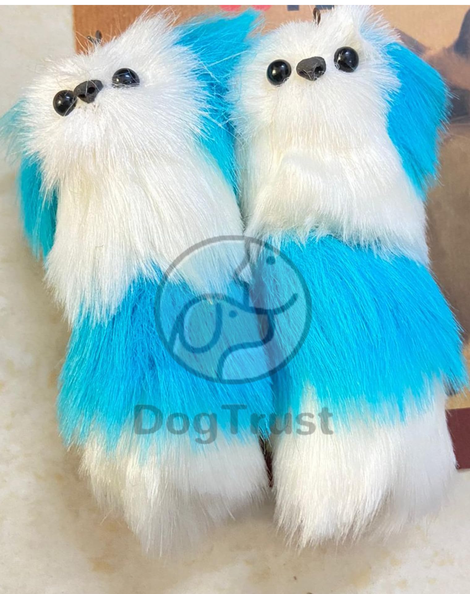 Dog Trust Real Fur Owl Plush Toy For Cats And Kittens Hunting Toys (Pack Of Two) Color Blue