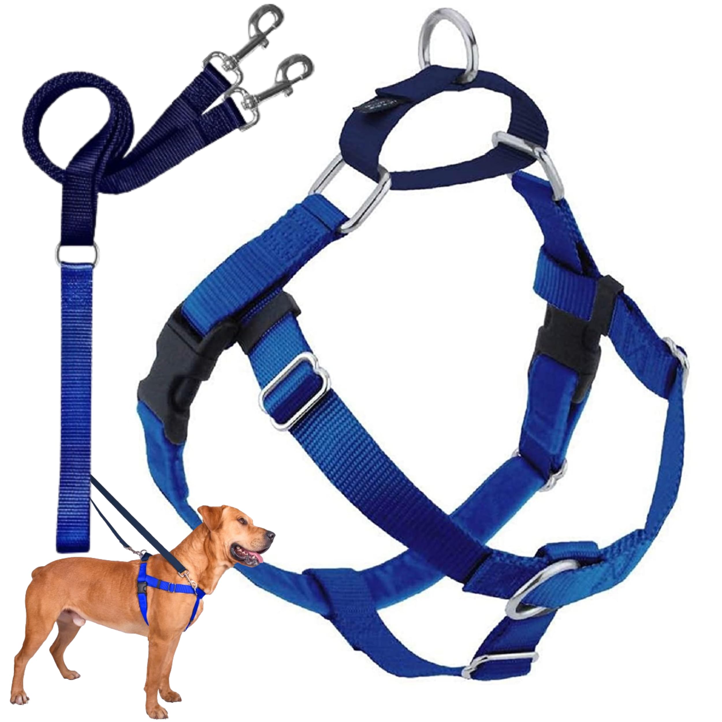 2 Hounds Design Freedom No Pull Dog Harness, Adjustable Harness And Leash Set, Easy Walking & Comfortable Control, Fits Small, Medium & Large Dogs, Solid Colors, Made In Usa, 5/8' Sm, Royal Blue