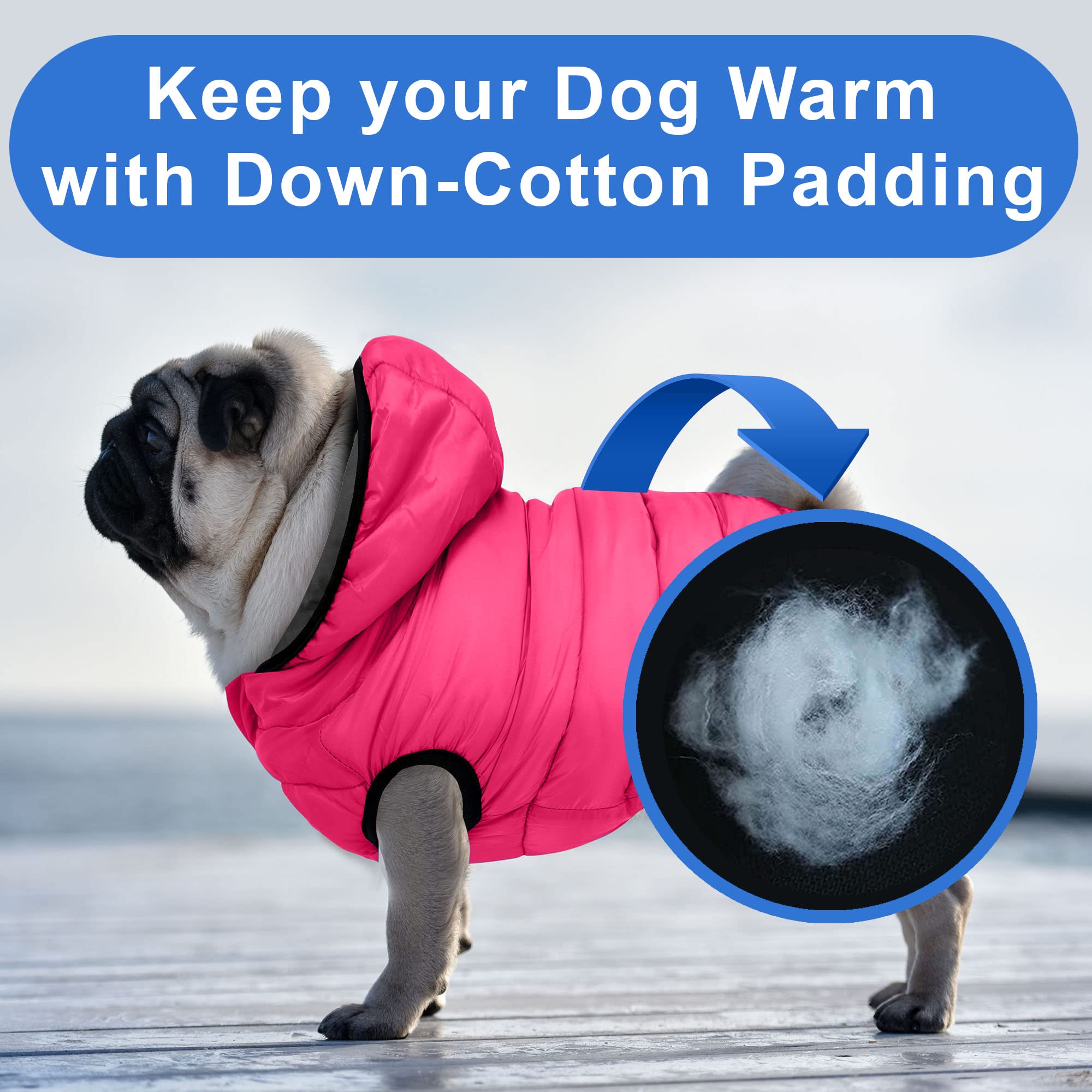 Pawtitas Reversible Dog Winter Jacket | Water Resistant | Keeps Dog Warm & Dry | Grey/Pink - Xxl - Nylon/Fleece