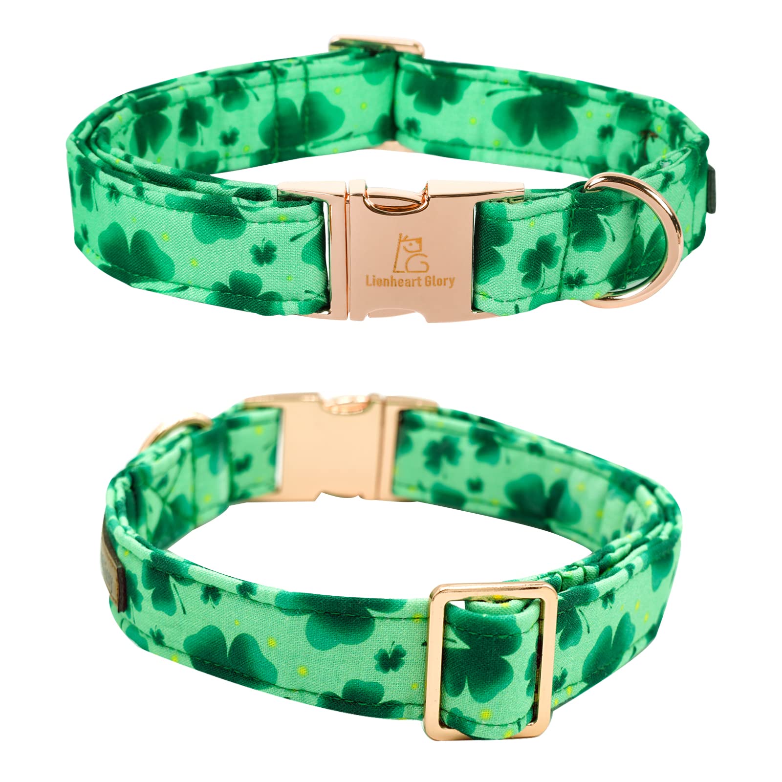 Lionheart Glory St. Patrick Dog Collar, Clover Collars Green Dog Collar For Large Dogs Spring Dog Collar Adjustable Heavy-Duty D
