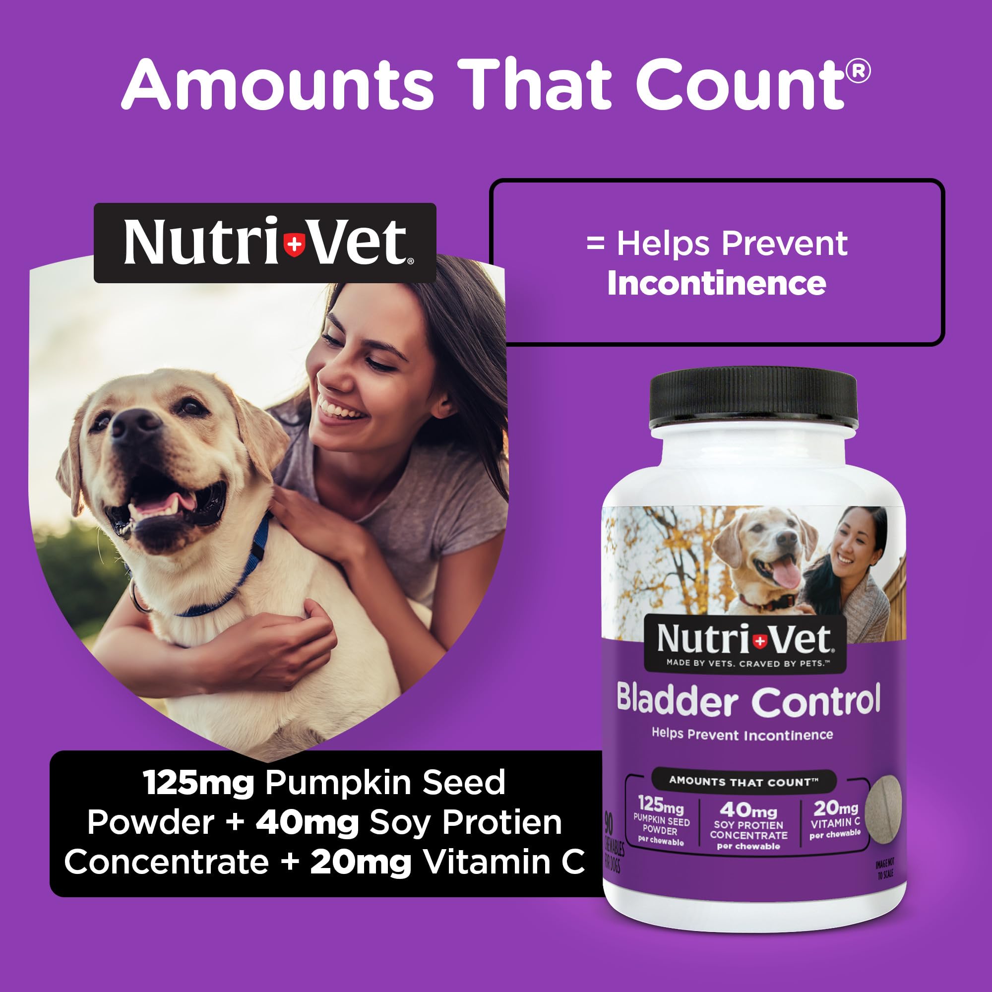 Nutri-Vet Bladder Control|Dog Bladder Control Supplement|Reduce Urinary Incontinence & Facilitate Bladder Emptying|90 Chewable T
