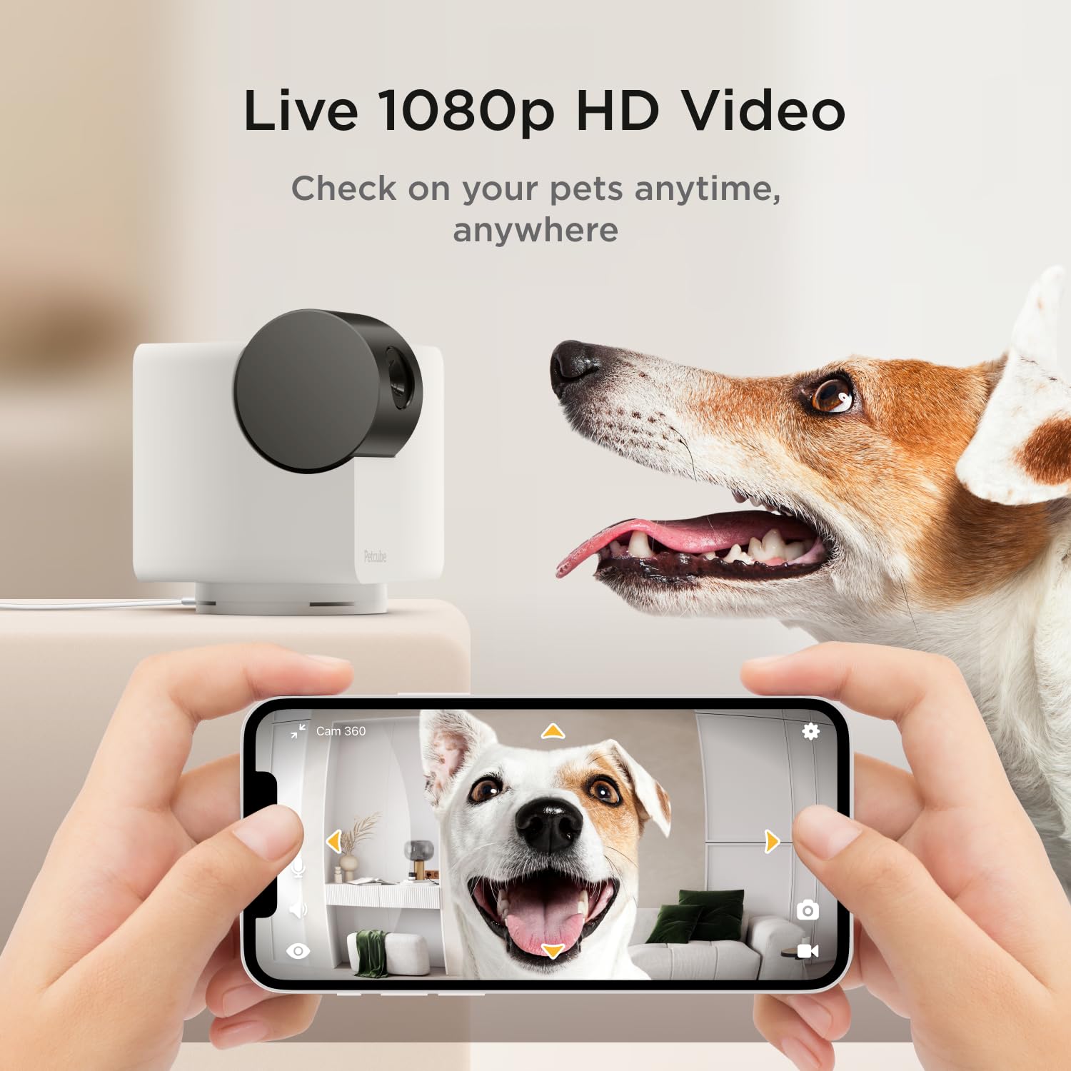 Petcube Cam 360 Interactive WiFi Pet Security Camera, 1080p HD, 360° Rotation, Night Vision, Model CC10US, Pack of 3