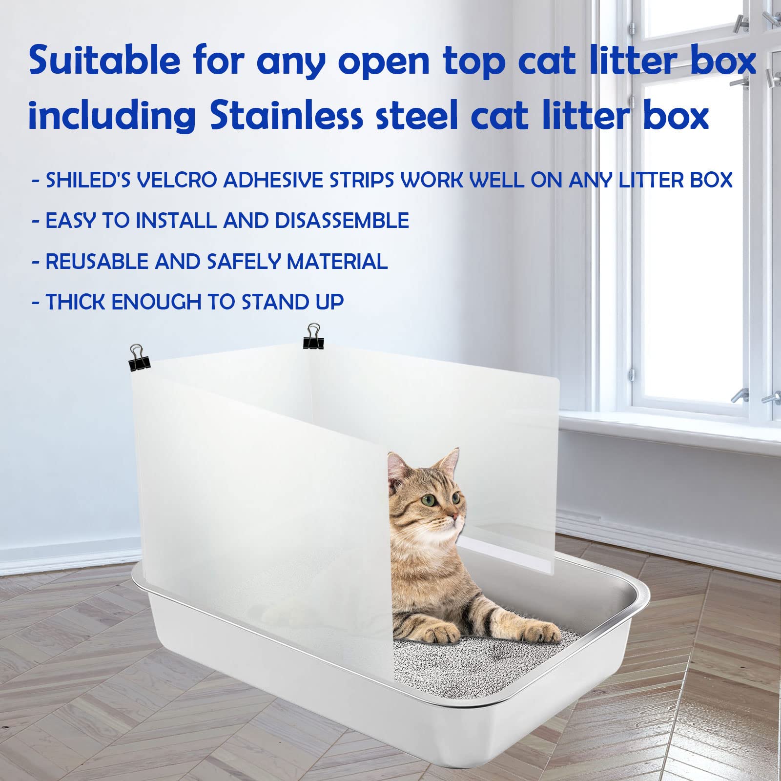 AAiphuwew Cat Litter Box Pee Shields - 3 Pcs Flexible Anti-Splashing Plastic, Small Size, Frosted Color