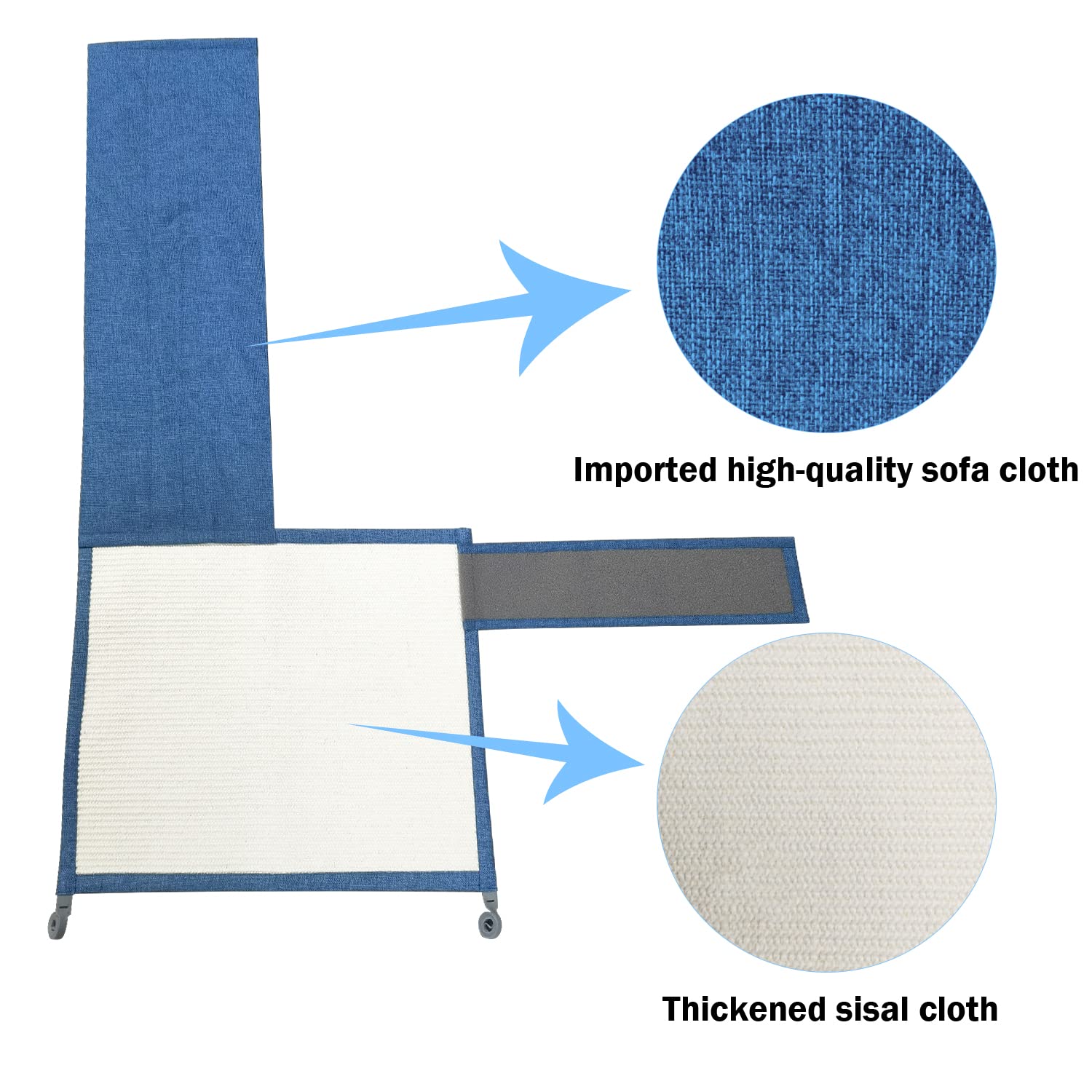 Cat Scratch Furniture Protector With Natural Sisal For Protecting Couch Sofa Chair Furniture (Dark Blue, Right Hand)