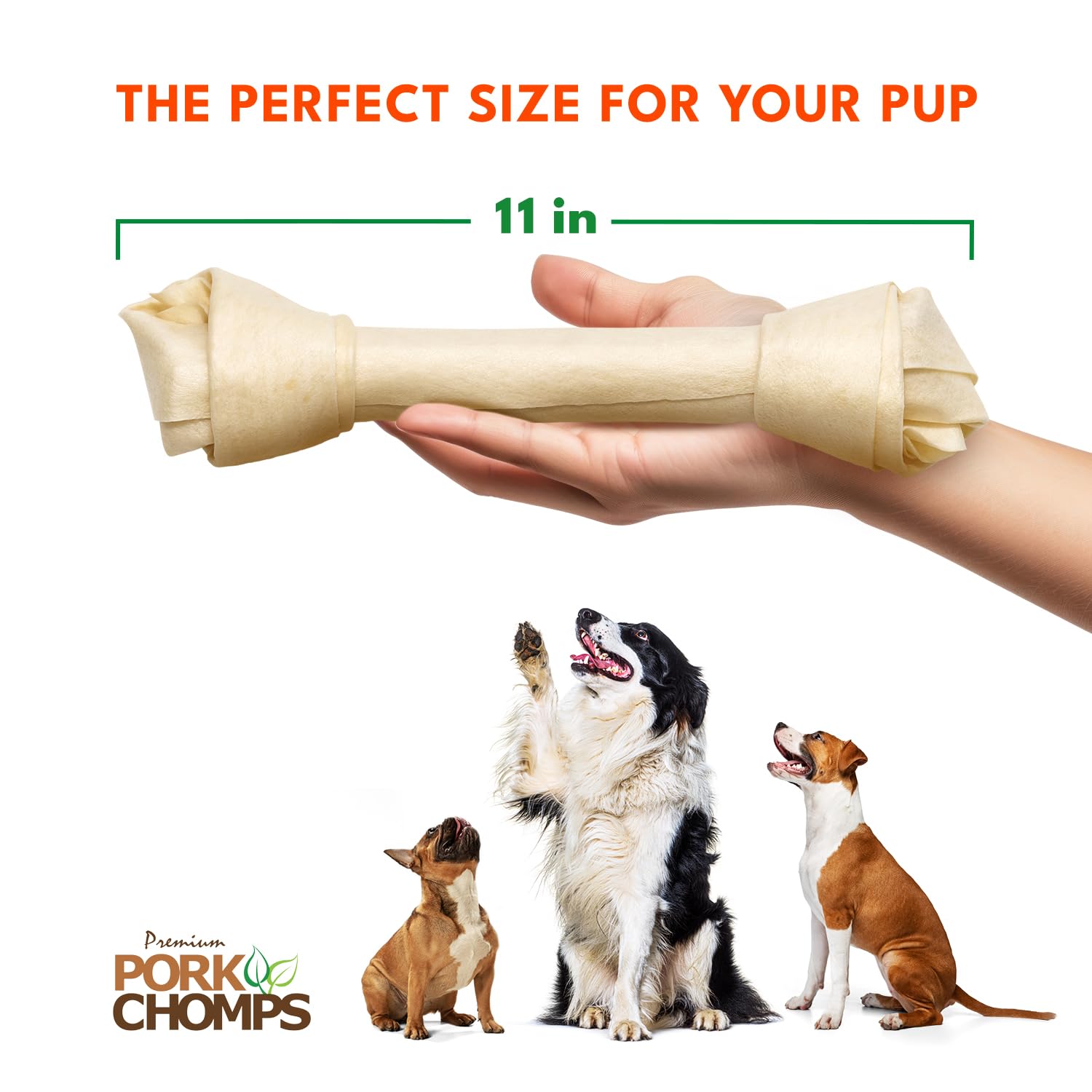Pork Chomps Baked Pork Skin Dog Chew, 11-inch Knot, 1 Count
