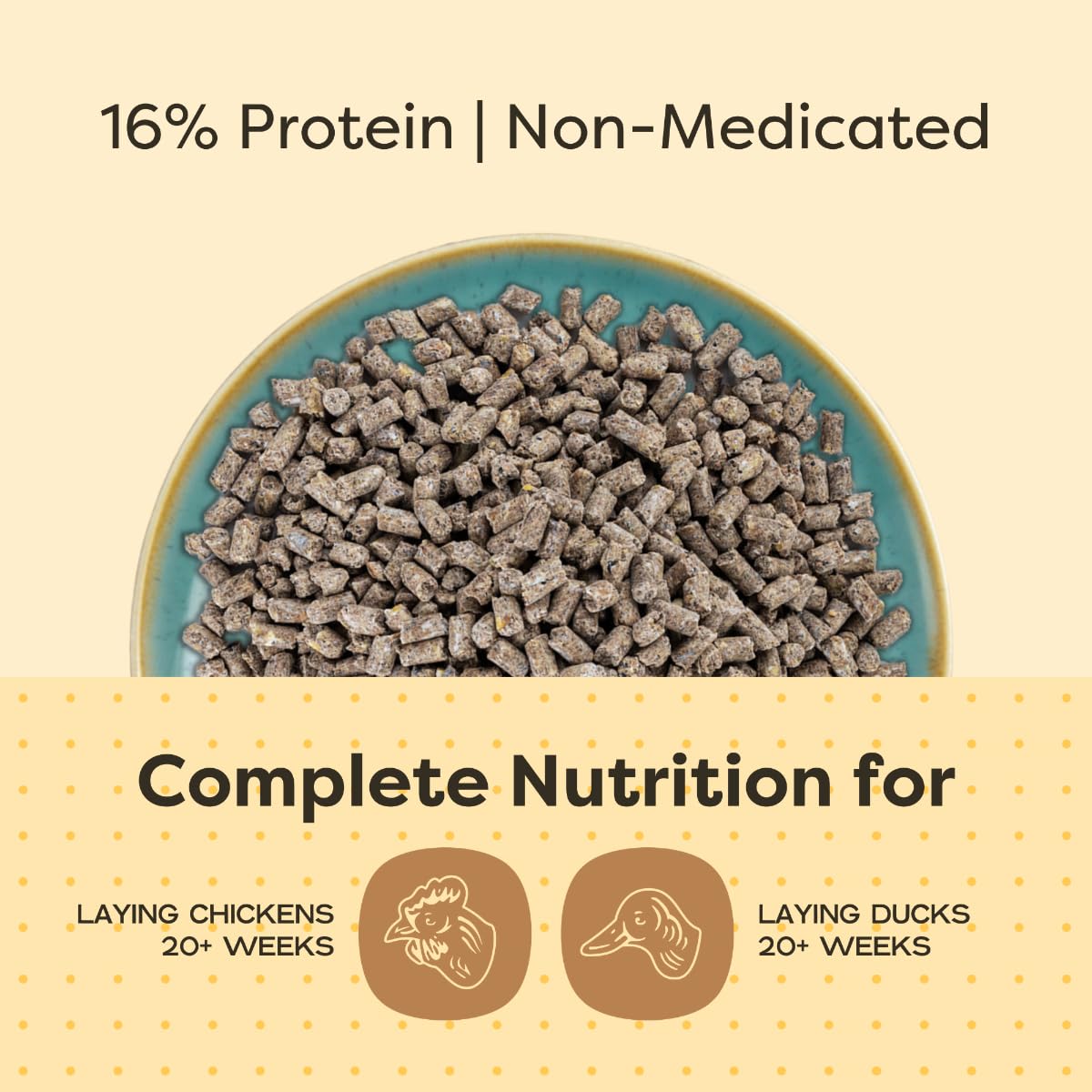 Scratch and Peck Whole Grain Layer Pellets Chicken and Duck Feed - 25 lbs Bag - Corn-Free and Soy-Free - 16% Protein, Certified