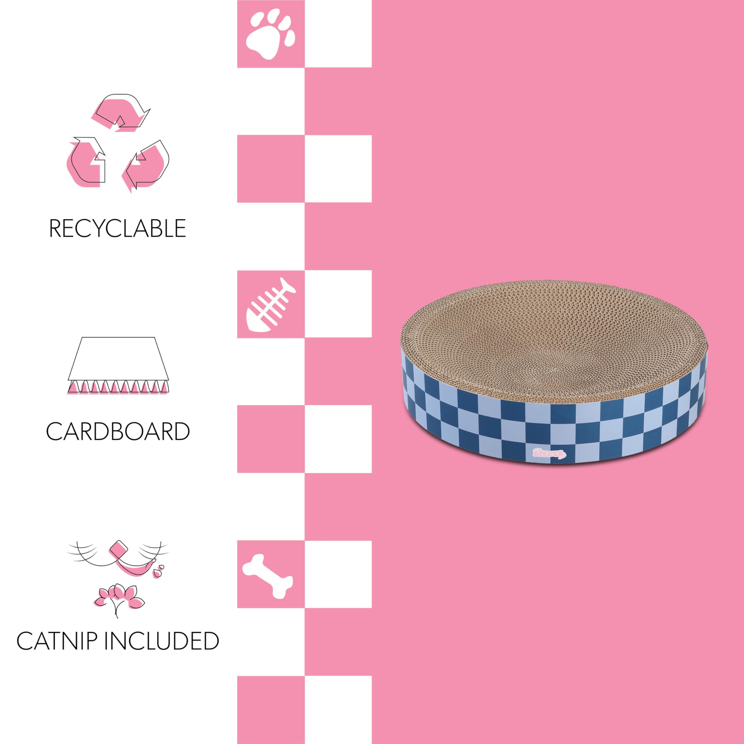 The Licker Store Csr1010B Nelson 20.13' Modern Cardboard Round Bowl Cat Scratcher With Catnip, Blueberry