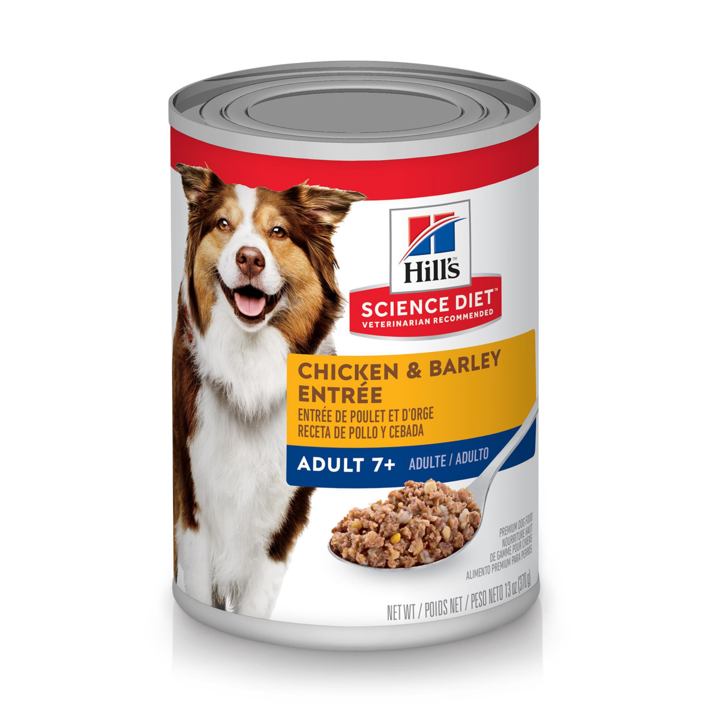 Hills Science Diet Adult 7+, Senior Adult 7+ Premium Nutrition, Wet Dog Food, Chicken & Barley Loaf, 13 oz Can, Case of 12