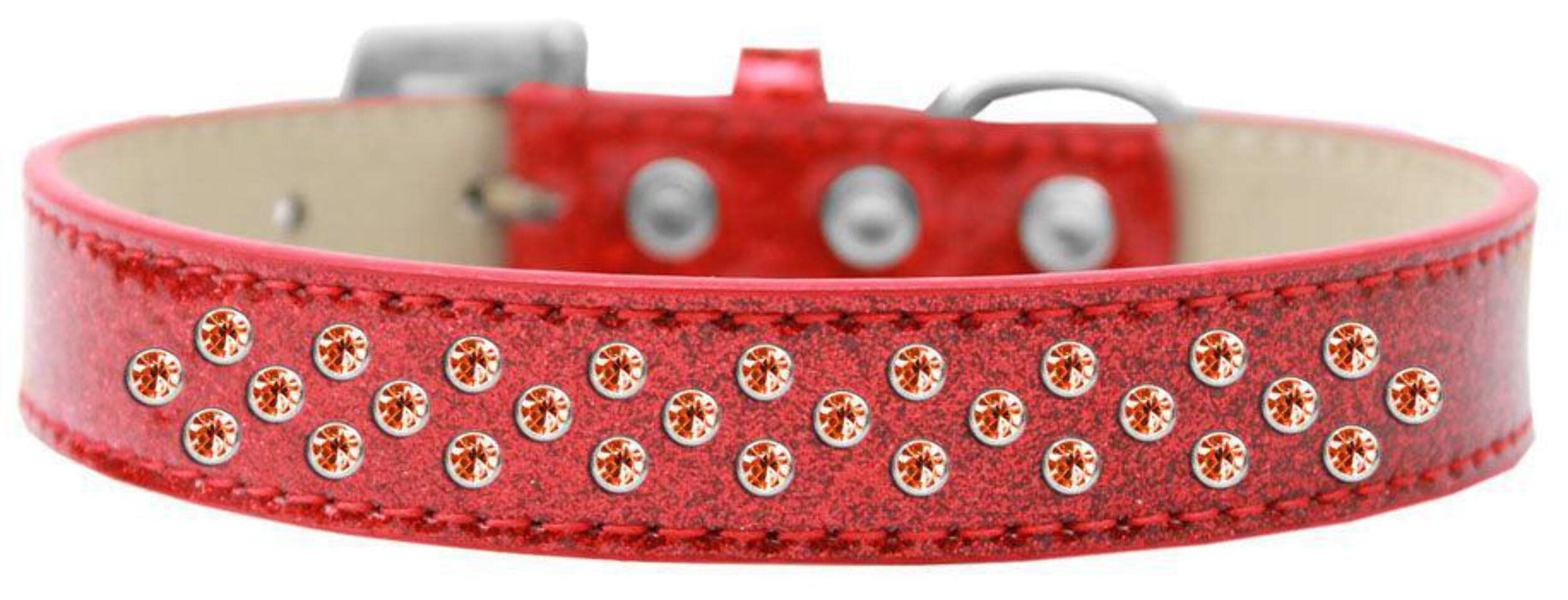 Mirage Pet Products Sprinkles Ice Cream Dog Collar with Orange Crystals, Size 12, Red