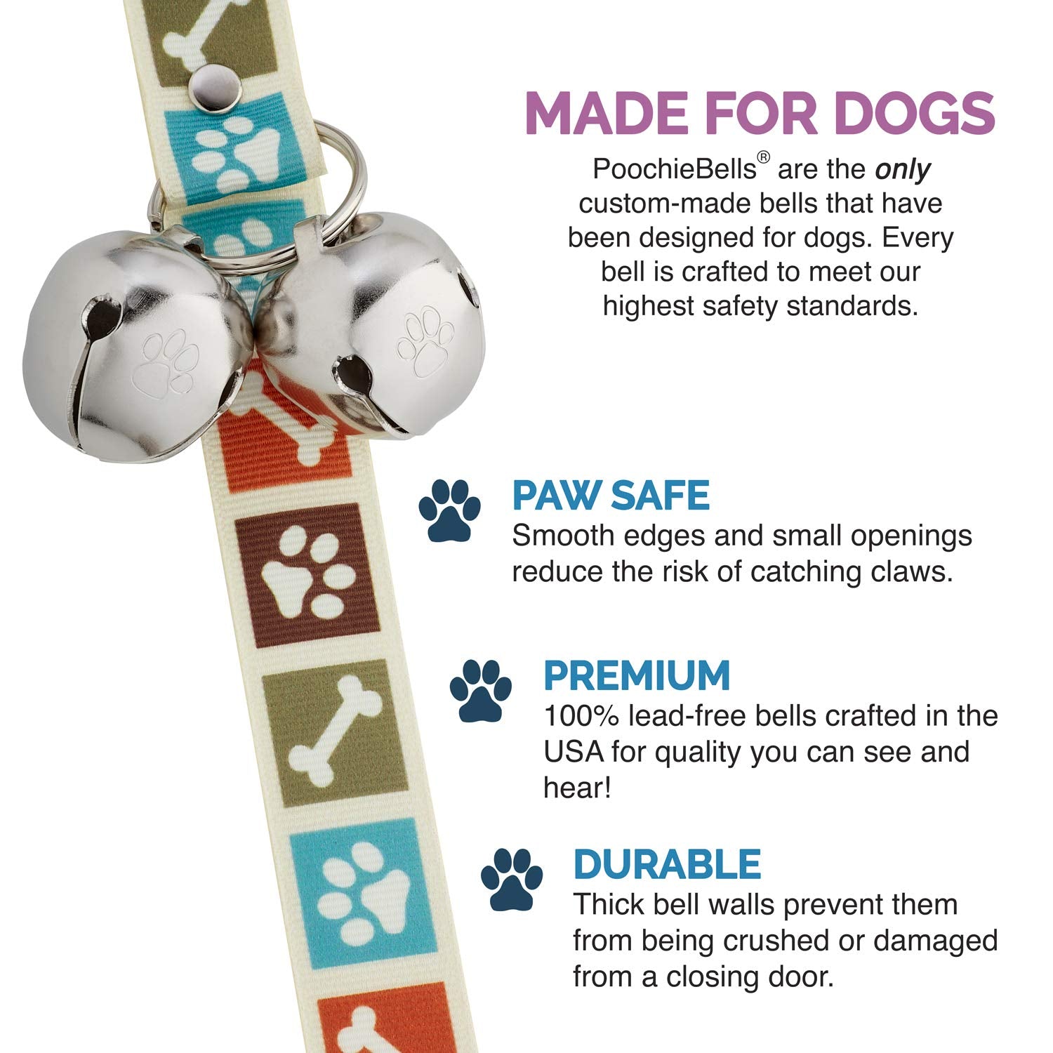 Poochiebells The Original Dog Potty Doorbell, Dog Bells For Potty Training & Puppy Housebreaking, Potty Train Your Dog In Days, Made In America, Bone App Brown