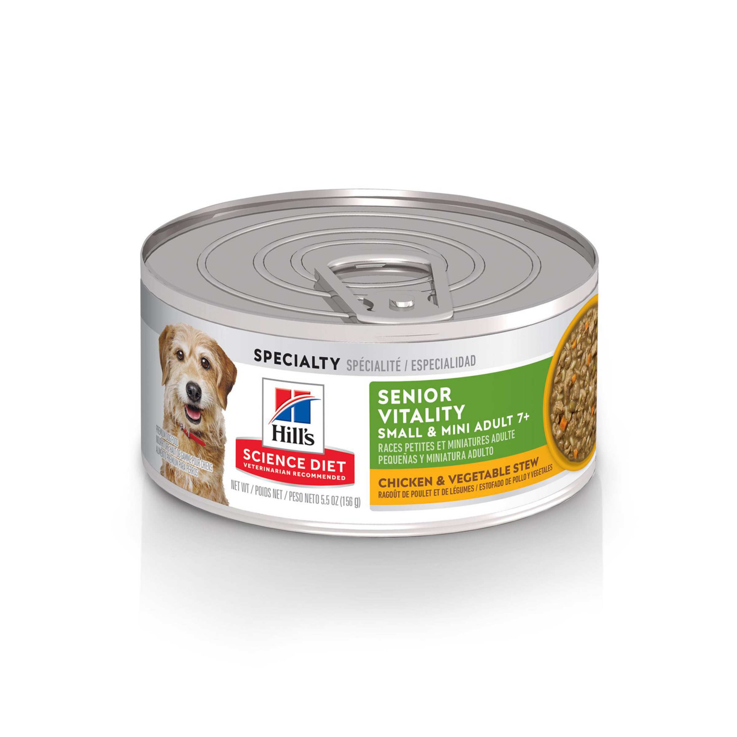 Hills Science Diet Senior Vitality Adult 7+ Small & Mini Breeds Wet Dog Food, Salmon & Vegetable Stew, 5.5 oz. Cans, 24-Pack