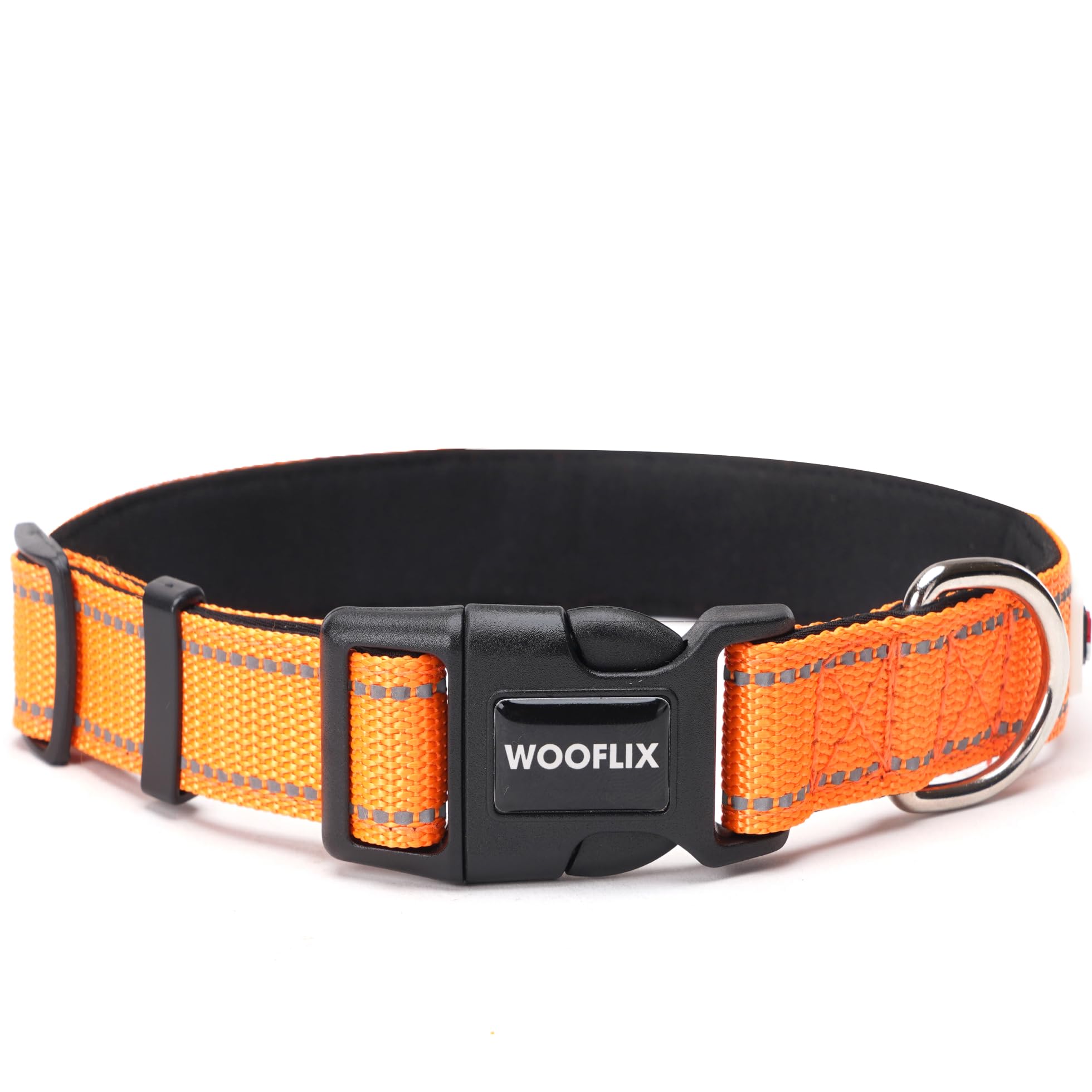 Wooflix Reflective Dog Collar For Training And Walks|Adjustable Nylon Training Collar With Tactical Buckle And DRing For Medium