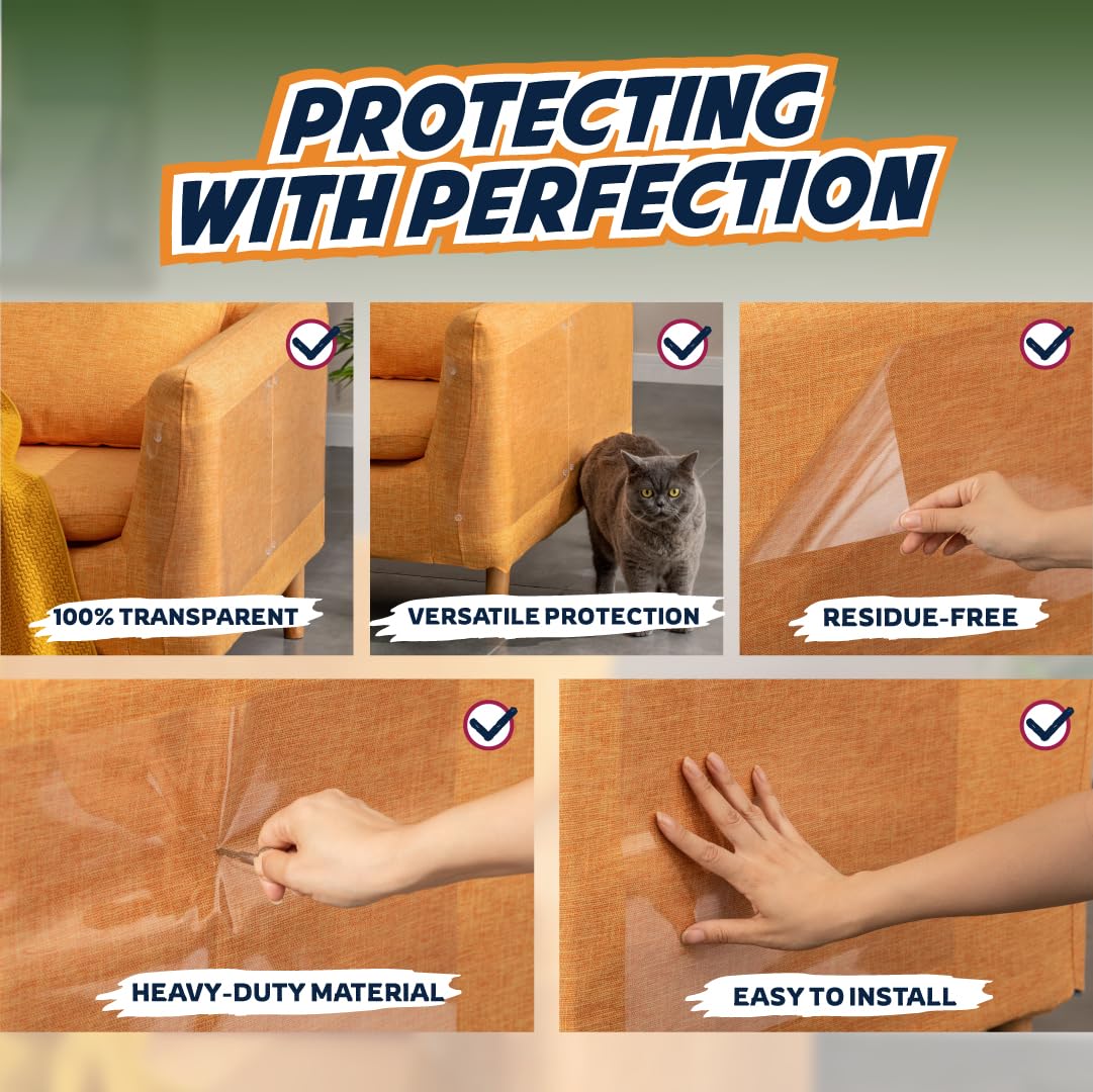 Panther Armor 18-Pack Furniture Protectors From Cats Scratch - Couch Protector For Cats & Dogs - Anti Scratch Furniture Protector - Couch Covers For Protection, For Pets Claws