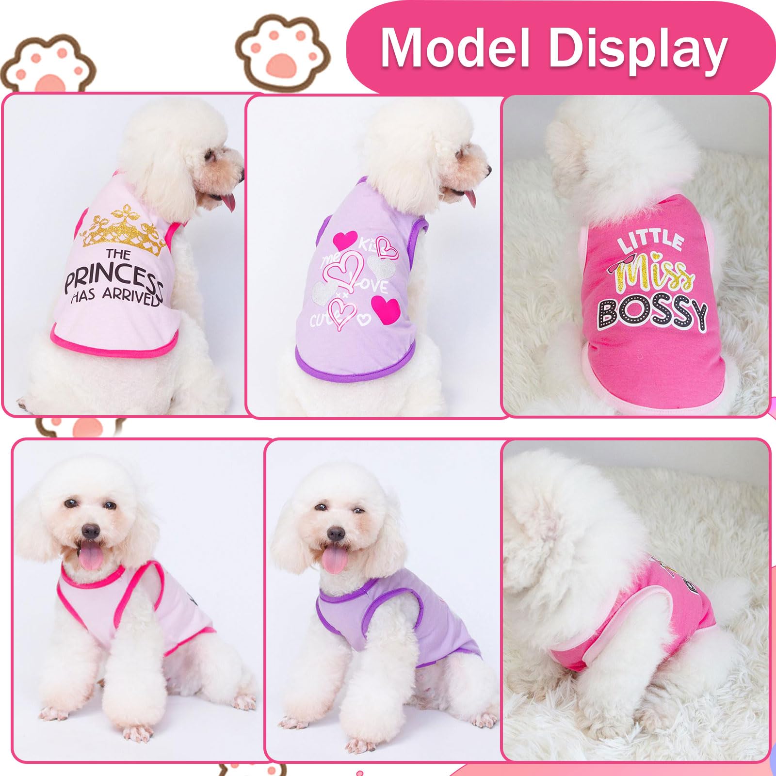 4 Pieces Chihuahua Clothes Cute Dog Clothes for Small Dogs Girl Puppy Shirt Yorkie Clothes Soft Pink Extra Small Dog Pet Clothin