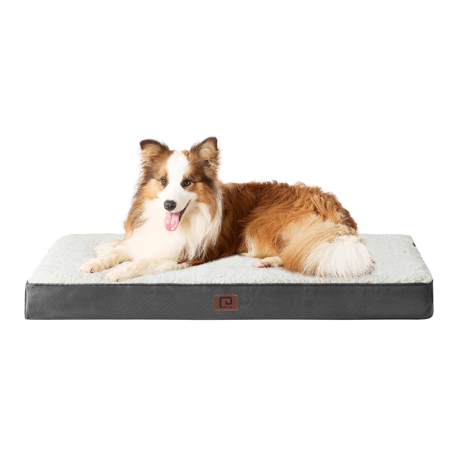Eheyciga Orthopedic Dog Beds For Large Dogs With Removable Washable Cover For Crate, Beige, 35X23