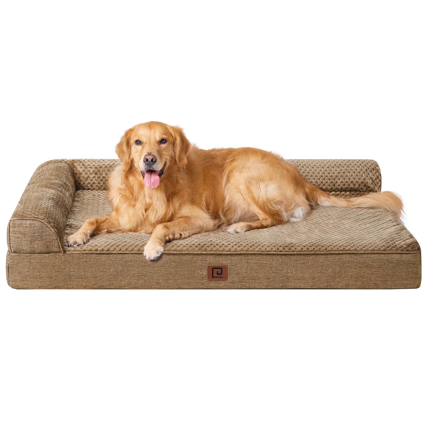Eheyciga Memory Foam Orthopedic Xl Dog Bed, Washable Dog Bed With Waterproof Lining Removable Cover, Extra Large Dog Bed Sofa With Nonskid Bottom Xlarge Pet Couch Bed, 44X32 Inches, Camel