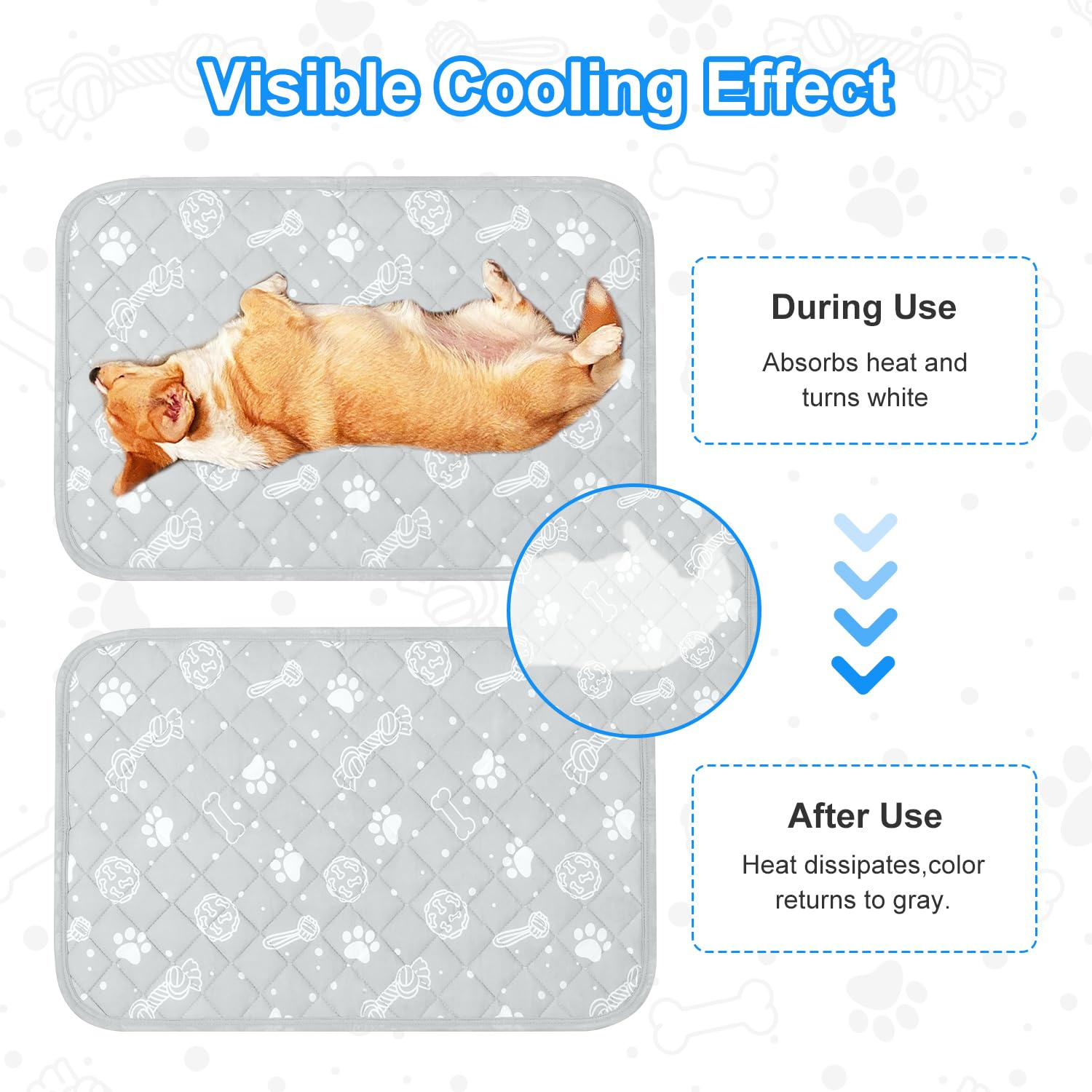 Mh Mylune Home Dog/Cat Cooling Mat, Arc-Chill Cooling Fiber & Endothermic Color Changing Pet Mat, 20'X30', Foldable & Washable,