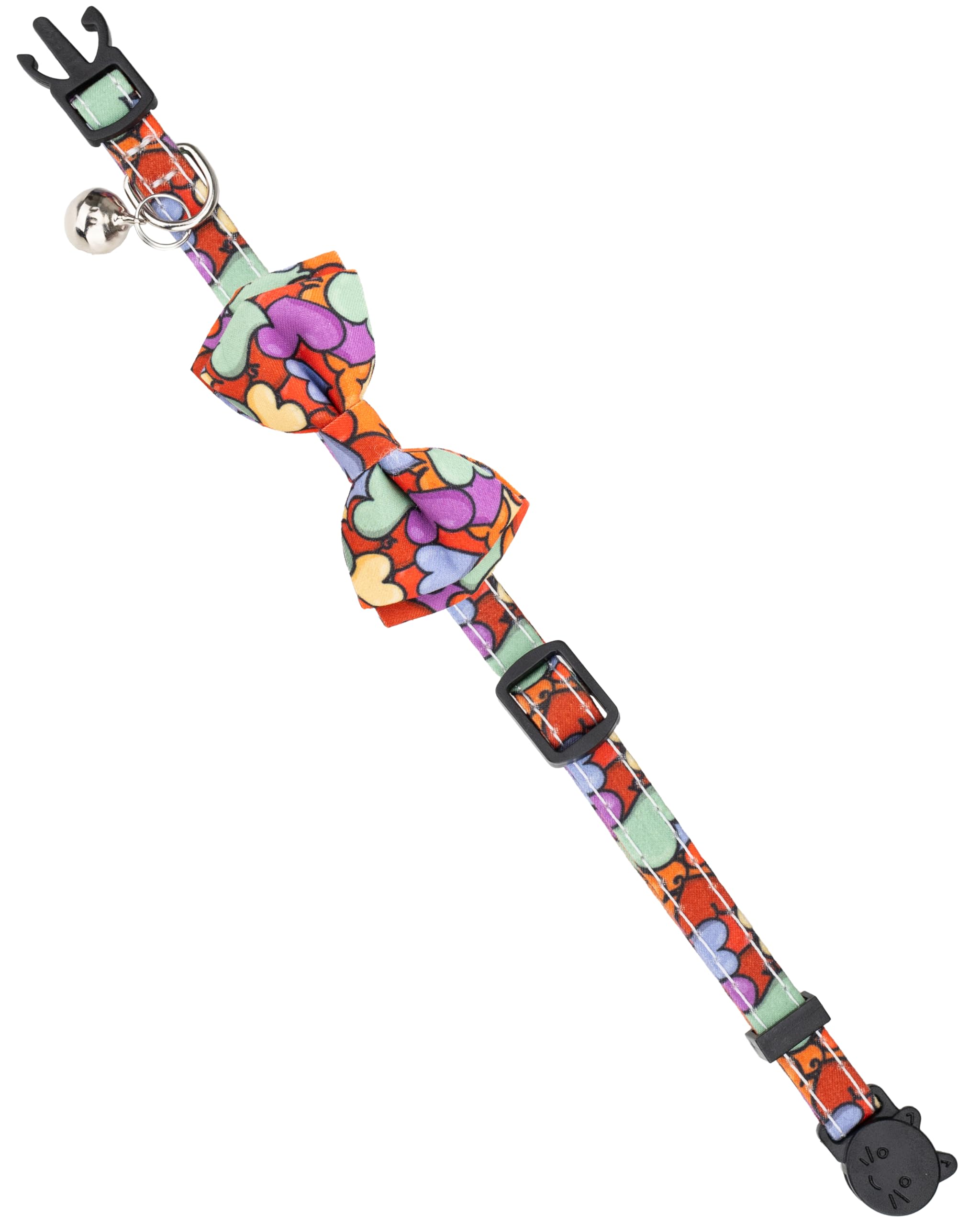 Gyapet Cat Collar With Bowtie Bell Safety Breakaway Kitten 7-11In Dot Colorful Adjustable Love-Hearts