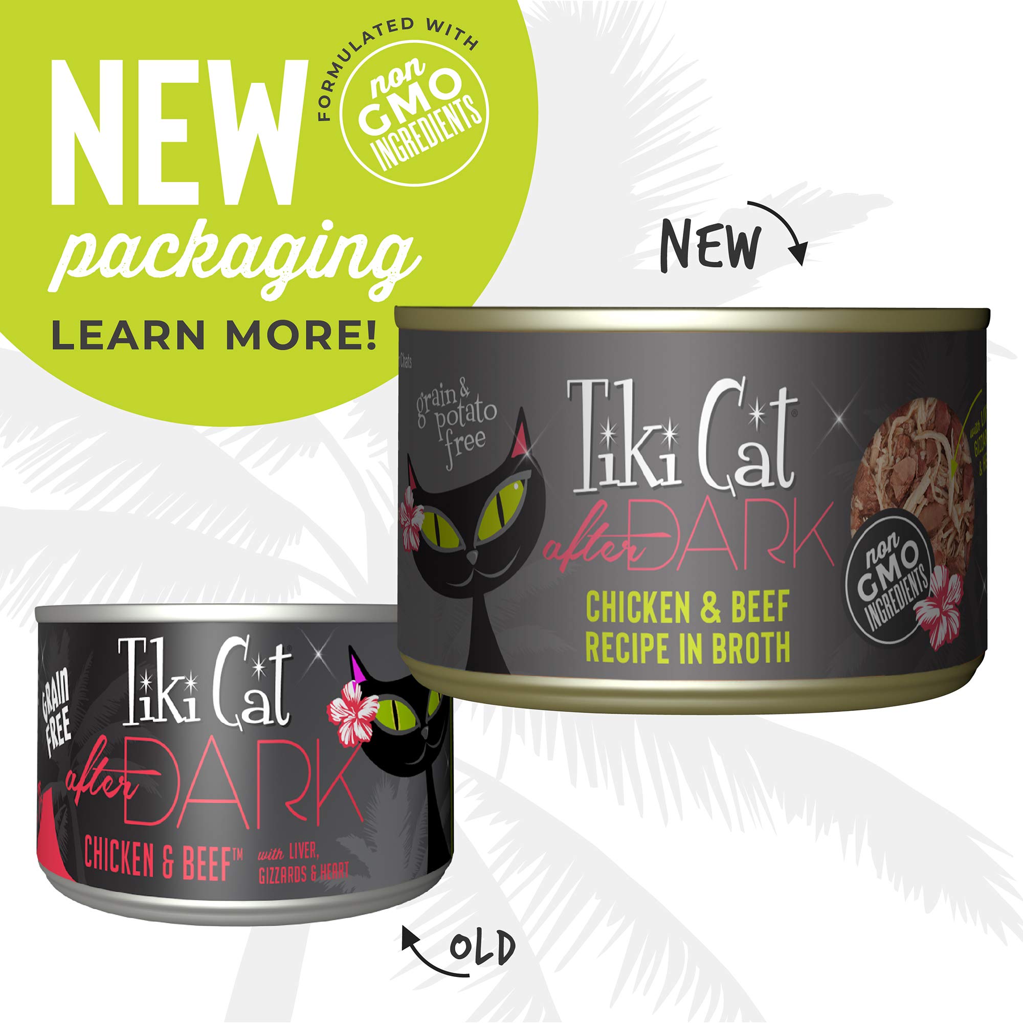 Tiki Cat After Dark, Chicken & Beef, High-Protein and 100% Non-GMO Ingredients, Wet Cat Food for Adult Cats, 5.5 oz. Cans (Pack