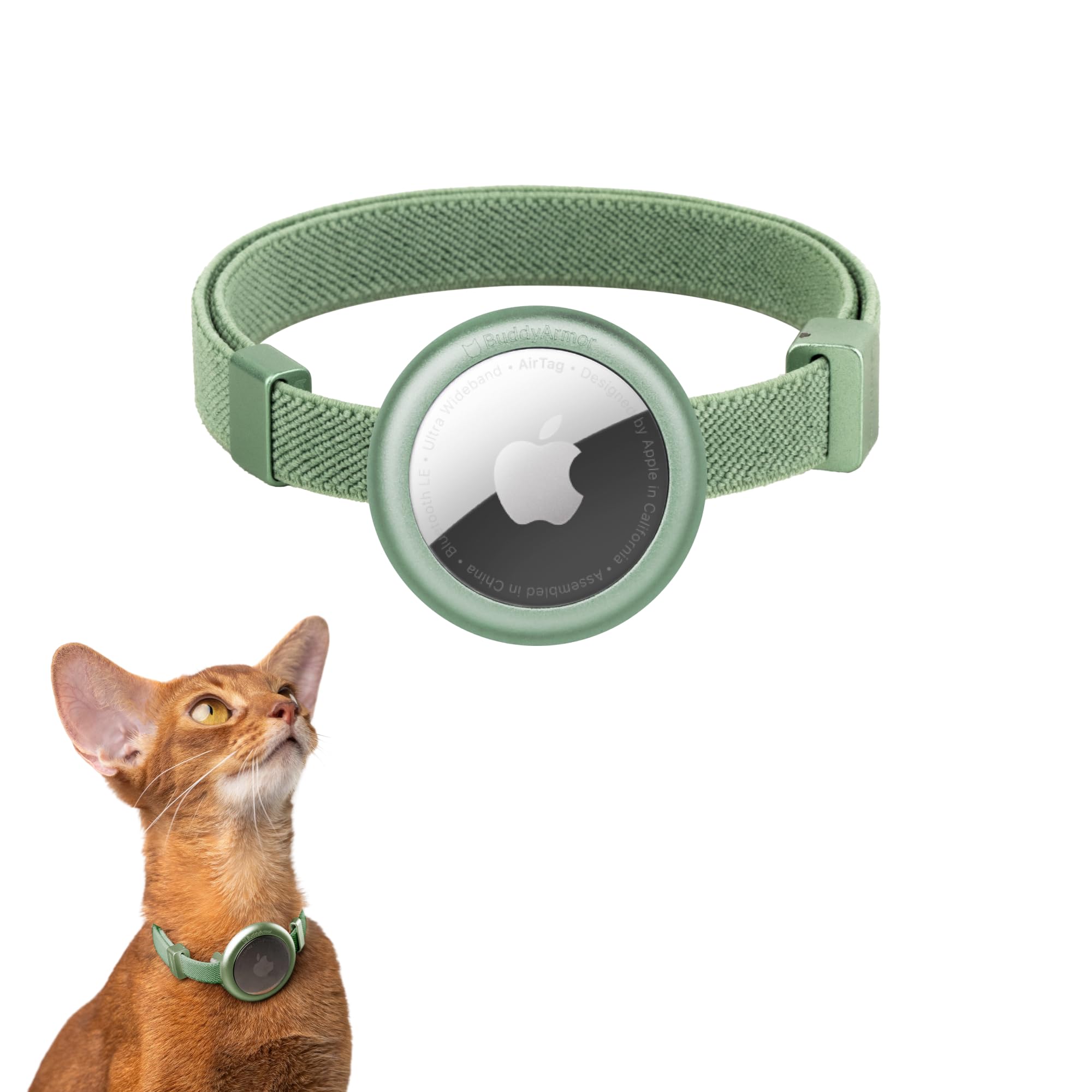 Buddyarmor Safety Cat Collar Pro Airtag Holder Set, Us Ida Gold Award Cat Collar With Snap, Non Breakaway Elastic Release Cat Ai