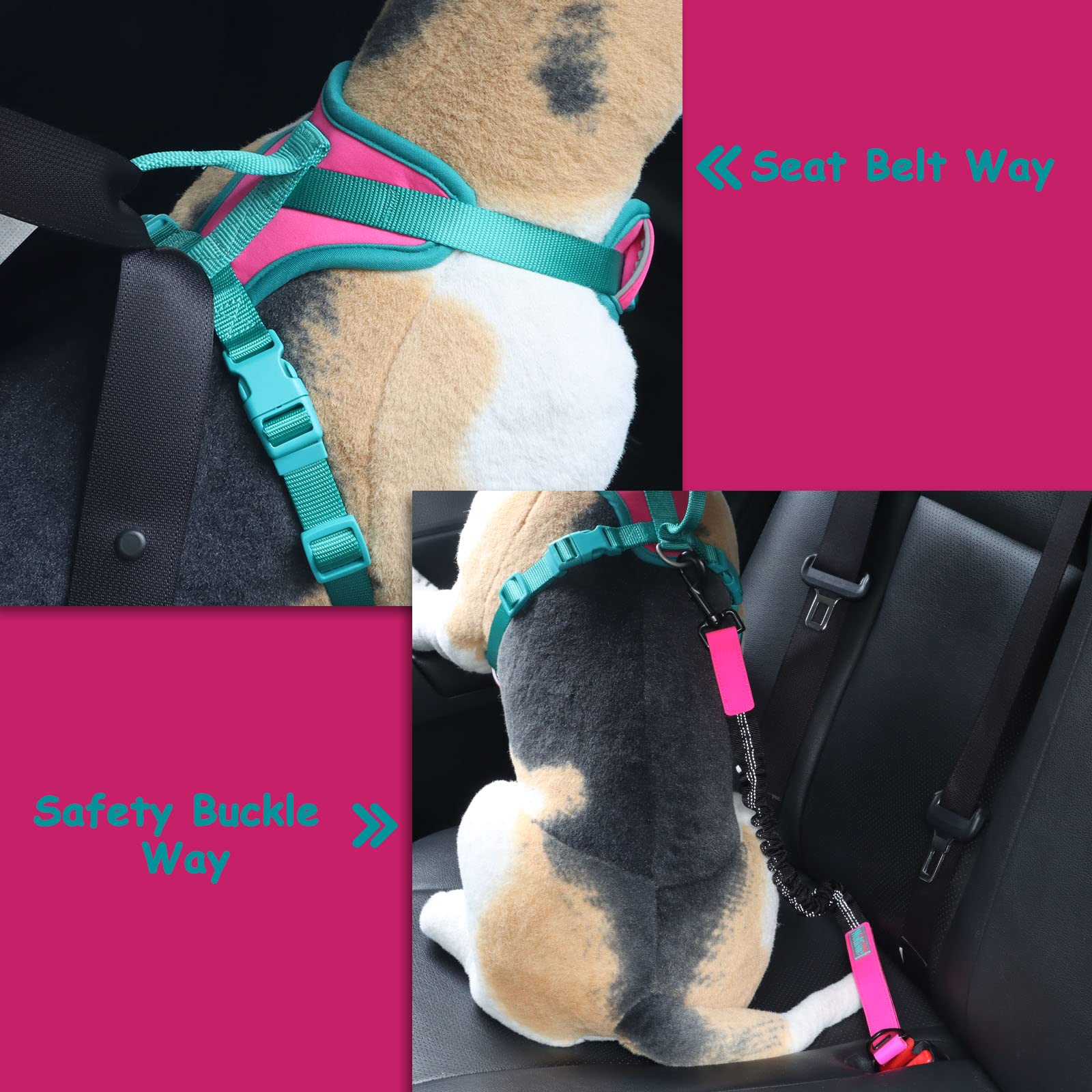 Wolfone No Pull Dog Harness Adjustable Soft Padded Pet Vest With Control Handle Adorable Daily Harness For Dogs(Pink Peacock Xl)