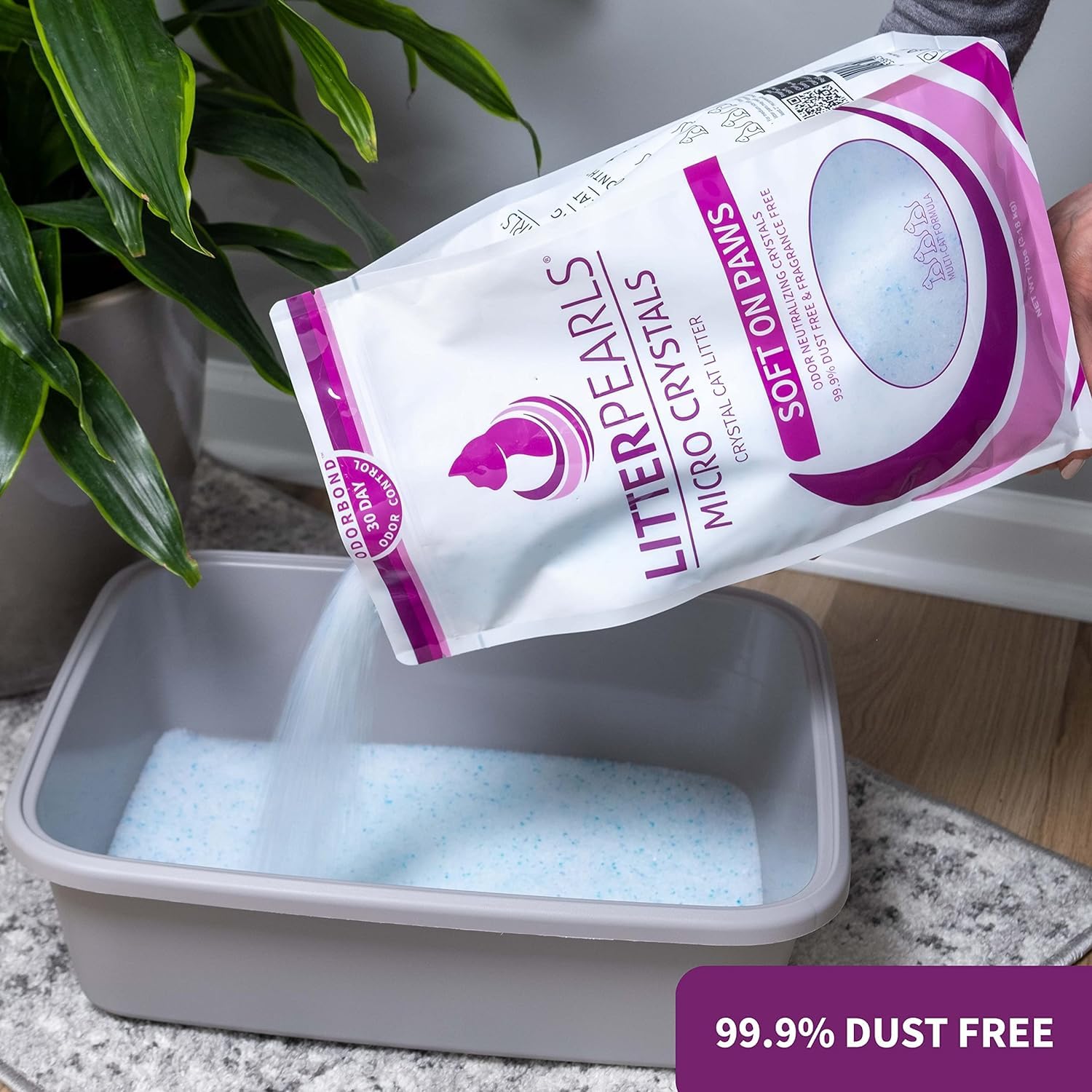 Litter Pearls Micro Crystals Unscented Non-Clumping Crystal Cat Litter With Odorbond, 10.5 Pounds