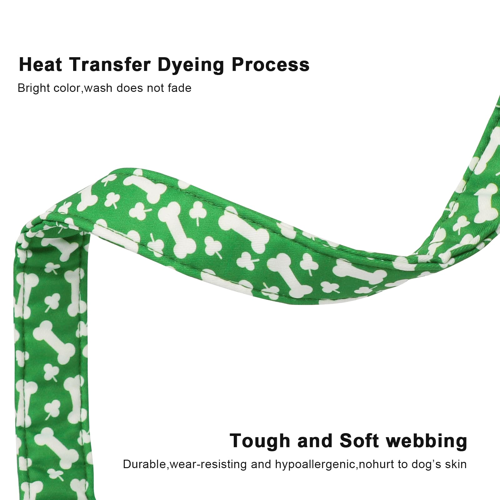 Lionet Paws St. Patrick Dog Collar- Cute Clover Bone Green Dog Collars With Plastic Buckle, Light Adjustable Dog Collars With Cl