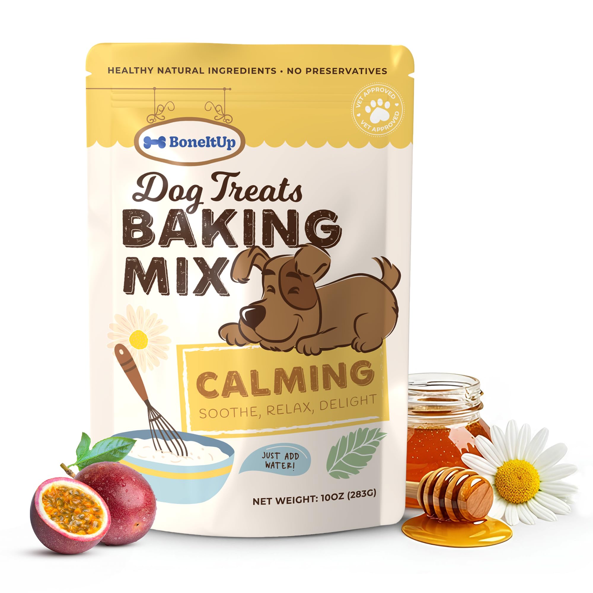 Healthy Calming Dog Treat Baking Mix (Pack of 1) - Natural Chamomile, Valerian Root & Banana Pup Biscuit Mix - Vet-Recommended H