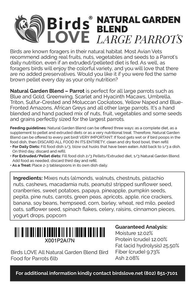 Birds LOVE All Natural Garden Blend Bird Food for Parrots 6lb