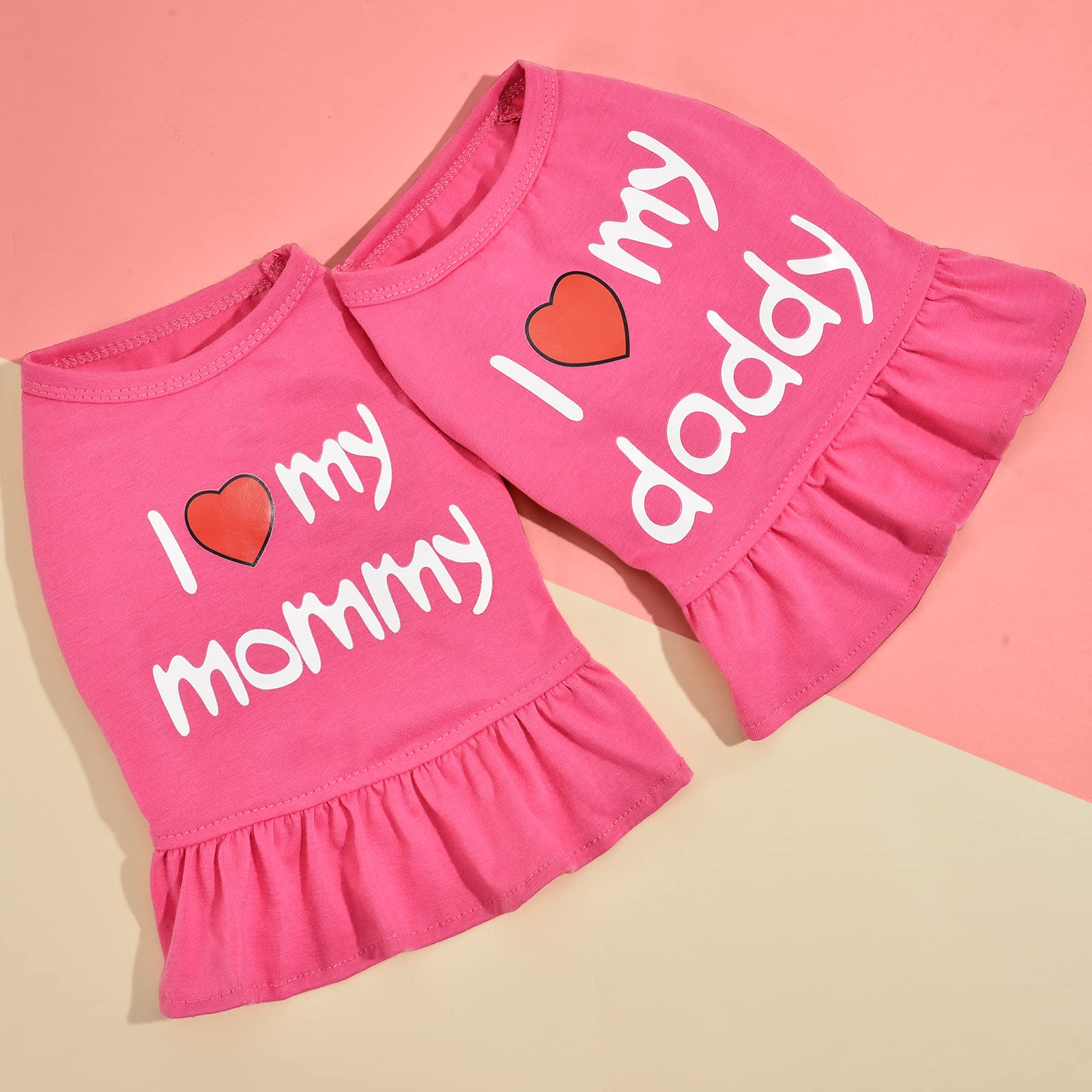Small Dog Dresses Female, 2 Pack I Love My Mommy Daddy Dog Dress Female Puppy Clothes For Small Dog Girl, Female Dog Clothes Small Dog Clothes Female Dog Dresses For Small Dogs Girl (Xs, Hot Pink)