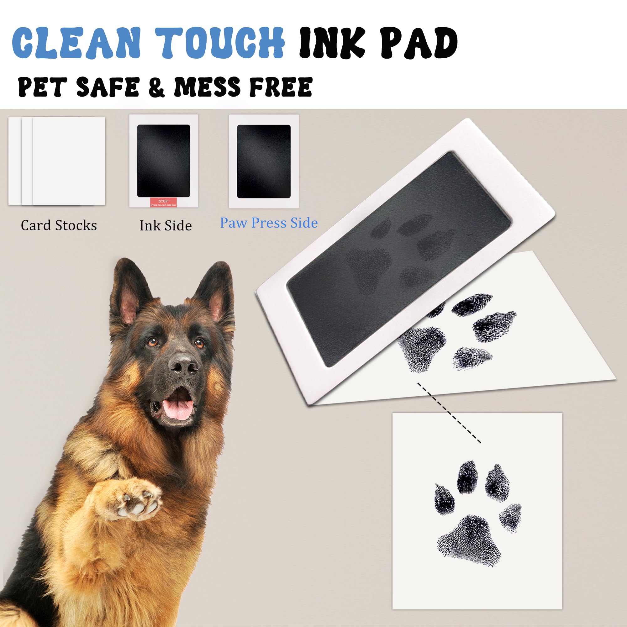 MYPAWLETS Paw Print Kit for Dogs & Cats - Clean-Touch Ink Pad & Soft Clay, 4x4.7 inches, Black, Model YY-4PetInkClay