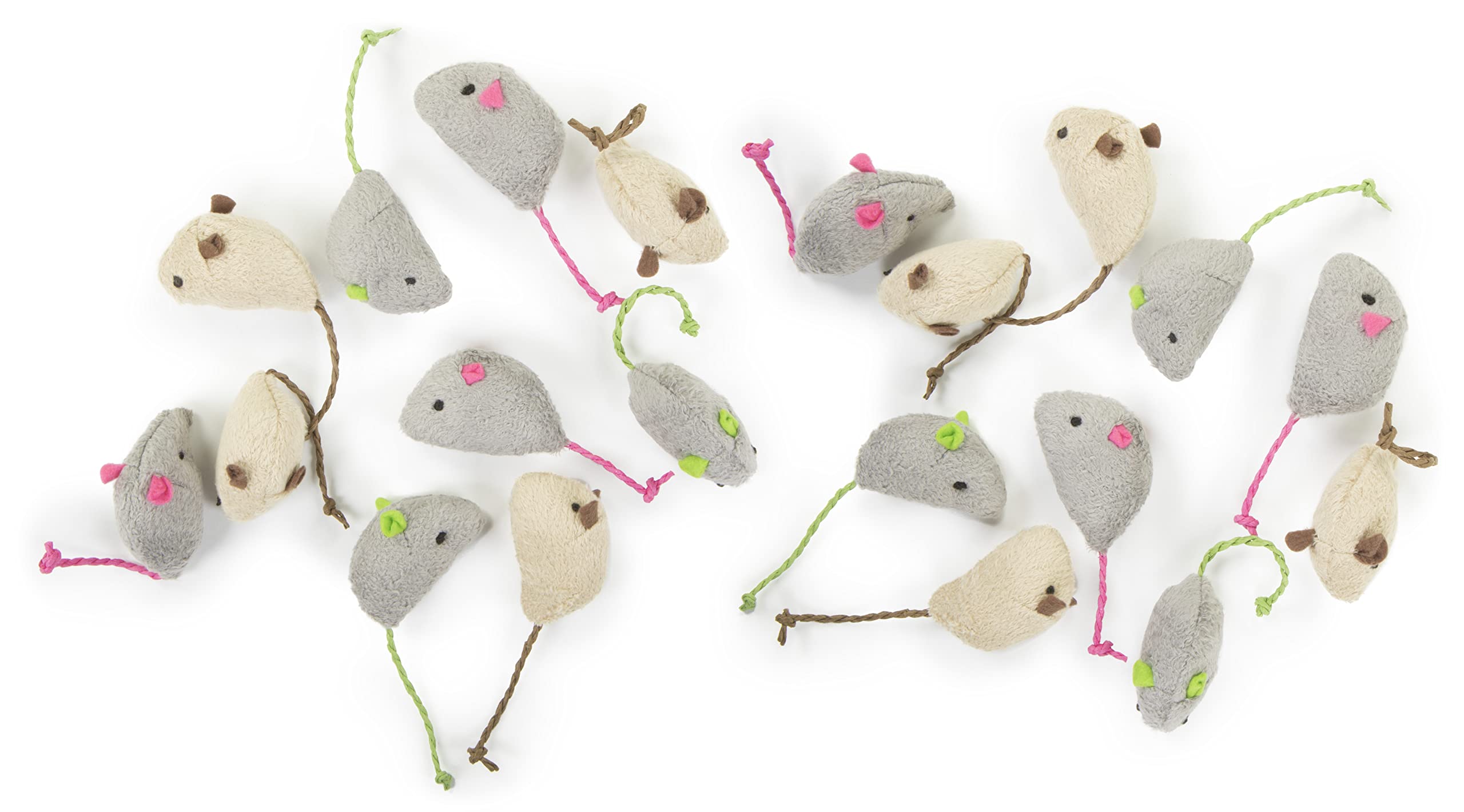 Smartykat (20 Count) Skitter Critters Value Pack Catnip Cat Toys - Gray/Cream, 20 Count
