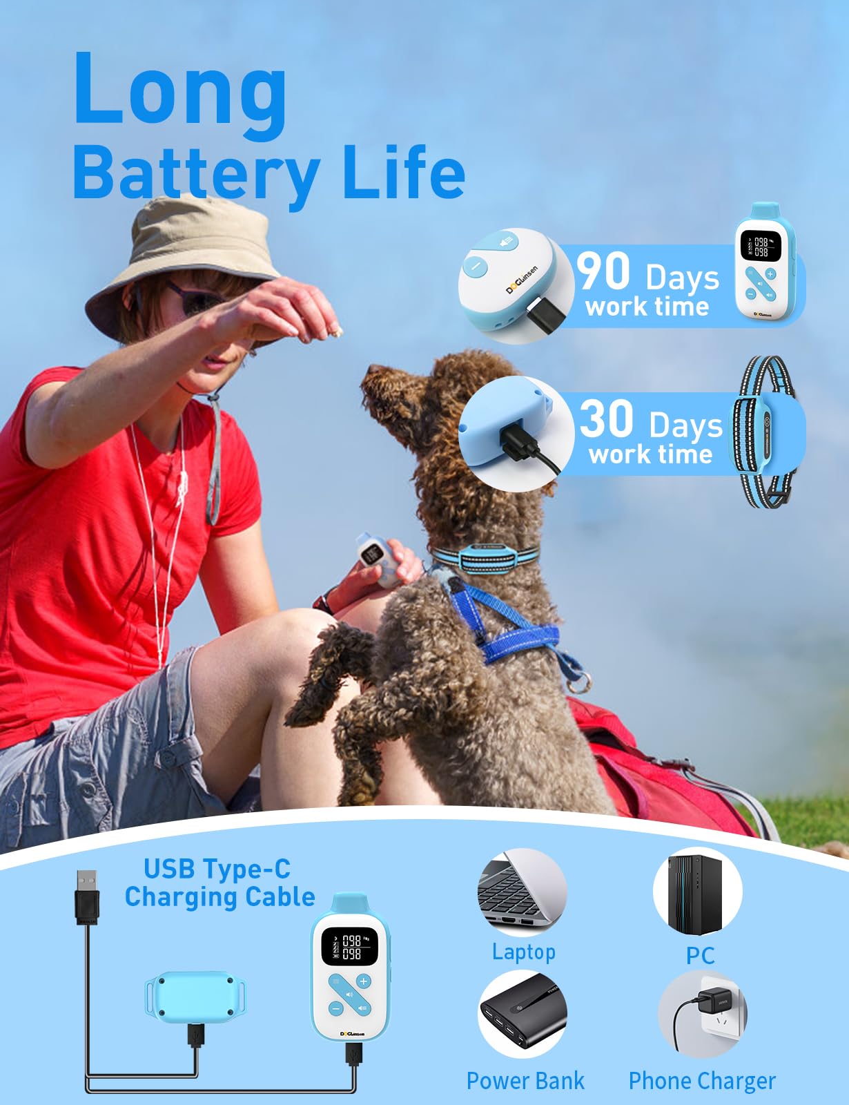 Doglinsen No Shock Dog Training Collar, Beep And Vibrating Collar With Remote 2800Ft For Small Puppy Medium Large Dogs - No Pron