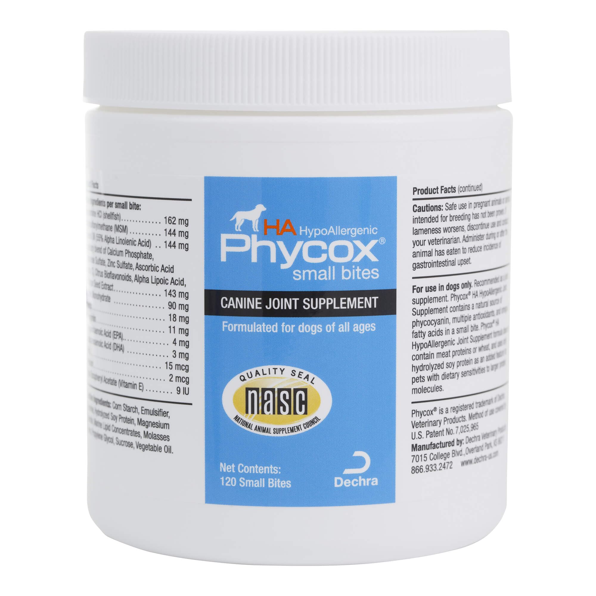 PhyCox HA Hypoallergenic Small Bites Joint Supplement for Dogs, 120ct