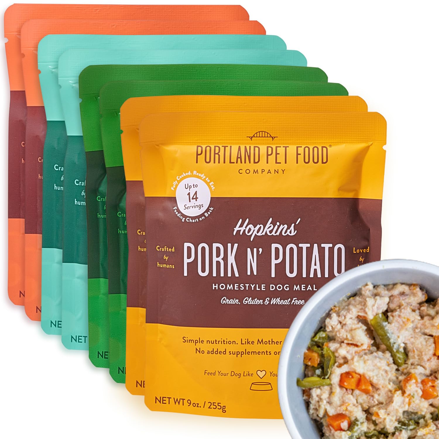 Portland Pet Food Company Fresh Dog Food Pouches - Human-Grade Topper Mix-Ins & Wet Pet Meals - Small & Large Breed Puppy & Seni