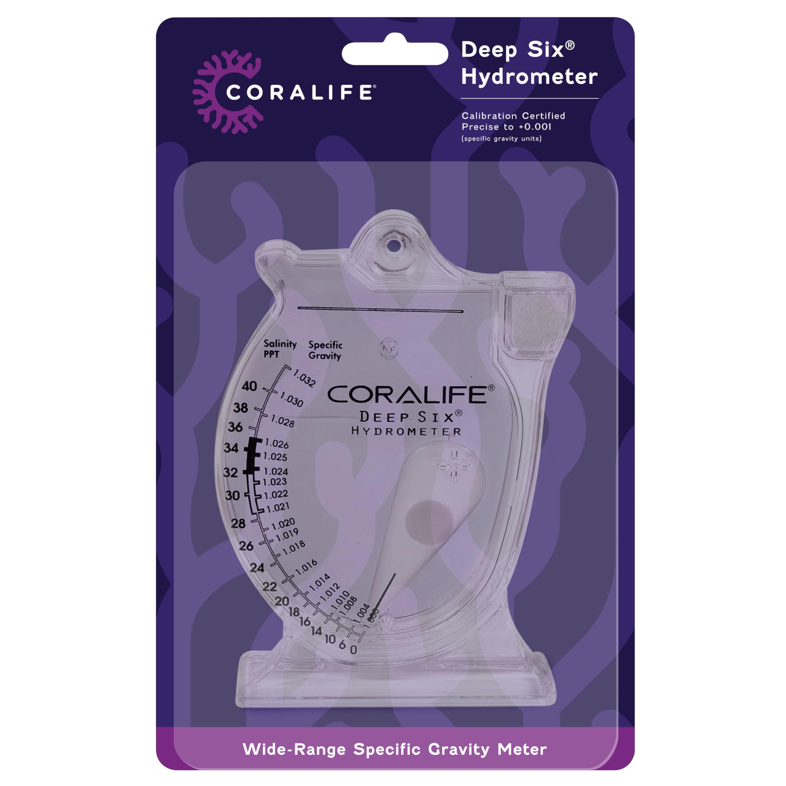 Coralife Aquarium Fish Tank Deep Six Hydrometer For Measuring Water Salinity Ppt And Specific Gravity